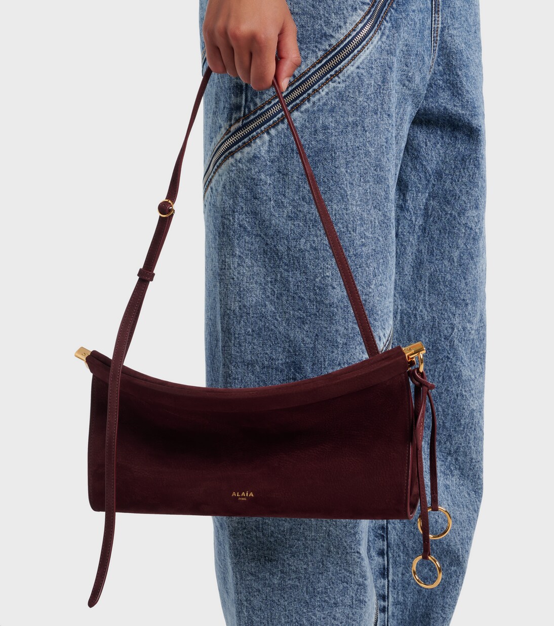 Sac Le Clic Medium en daim | Alaïa