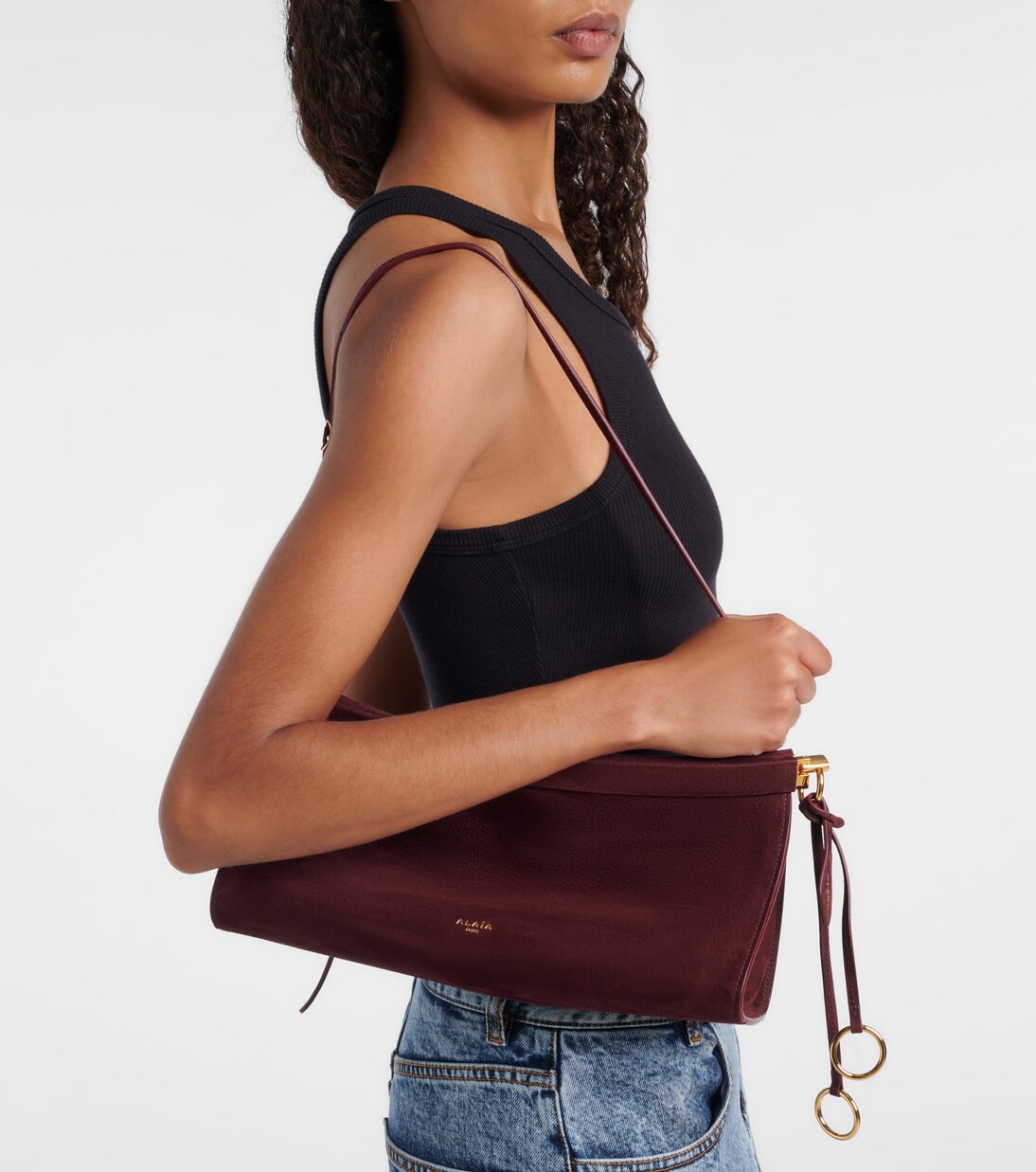 Sac Le Clic Medium en daim | Alaïa