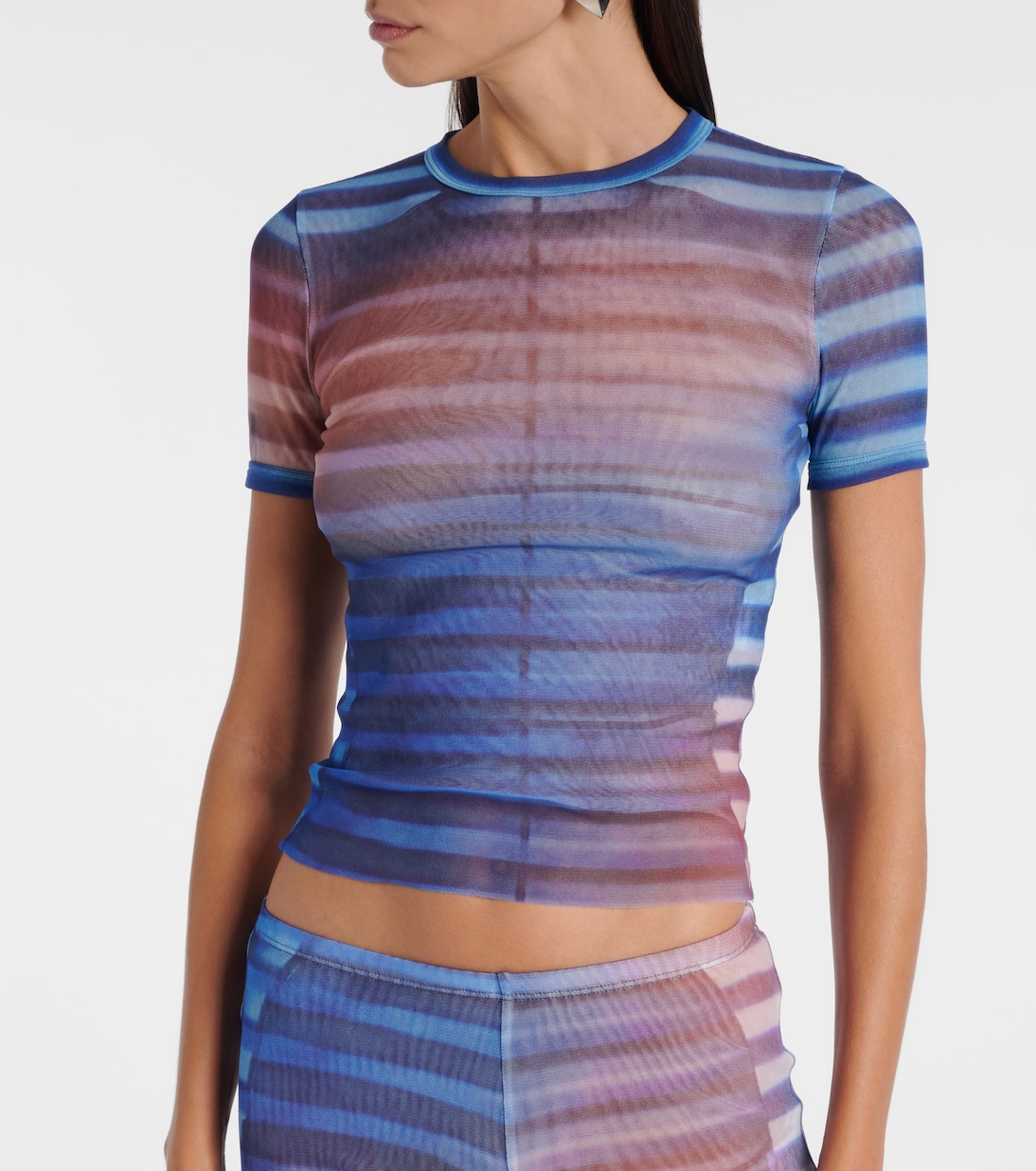 프린트 스트라이프 메쉬 티셔츠 | Jean Paul Gaultier