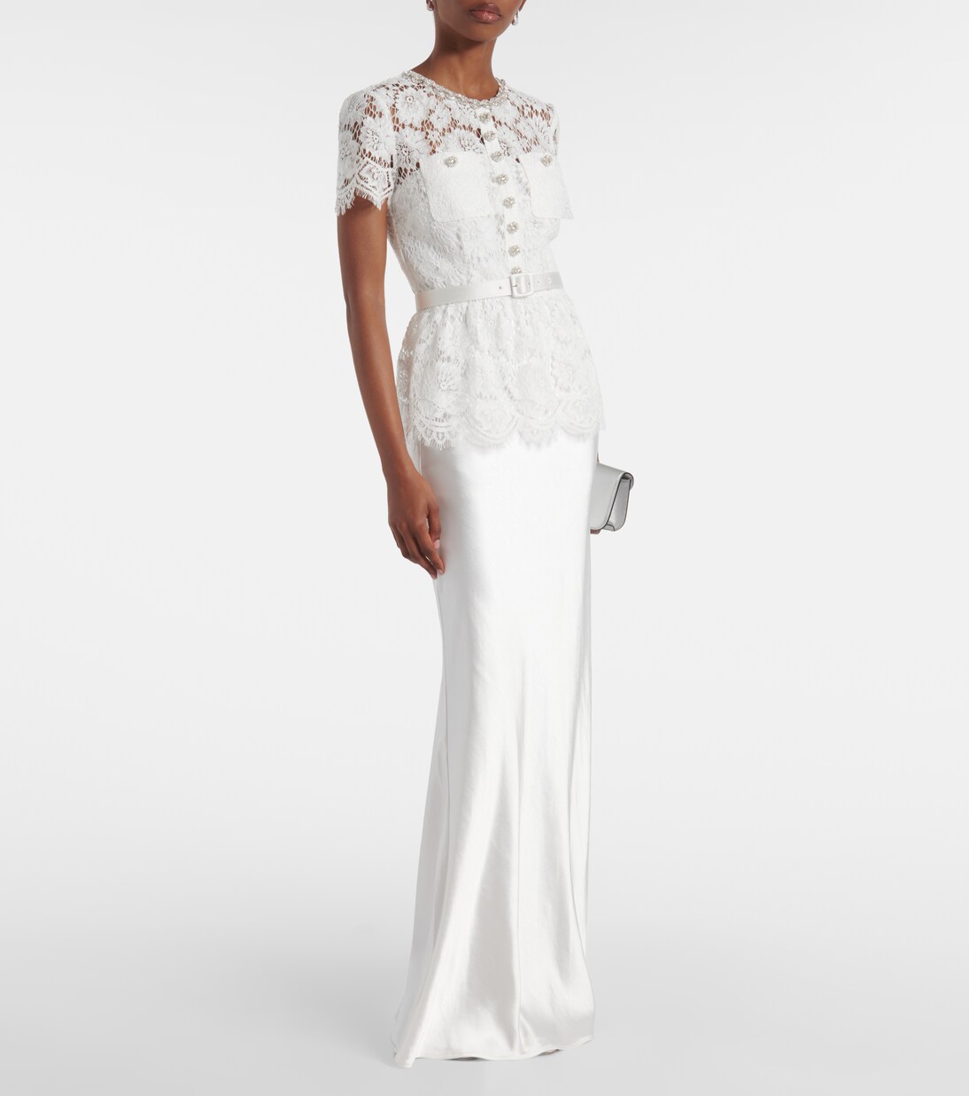 Robe longue de mariée en satin à ornements | Self-Portrait