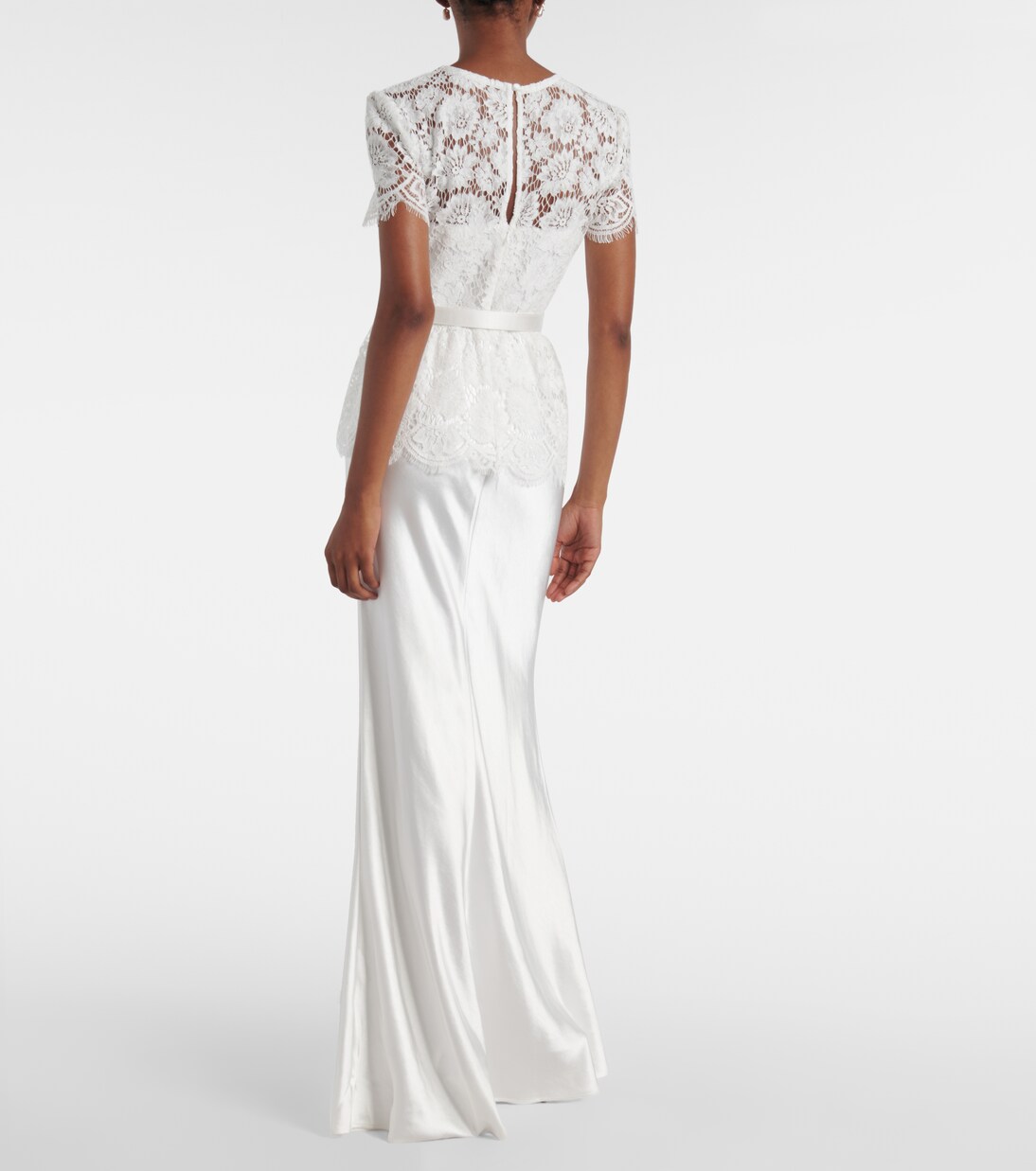 Robe longue de mariée en satin à ornements | Self-Portrait