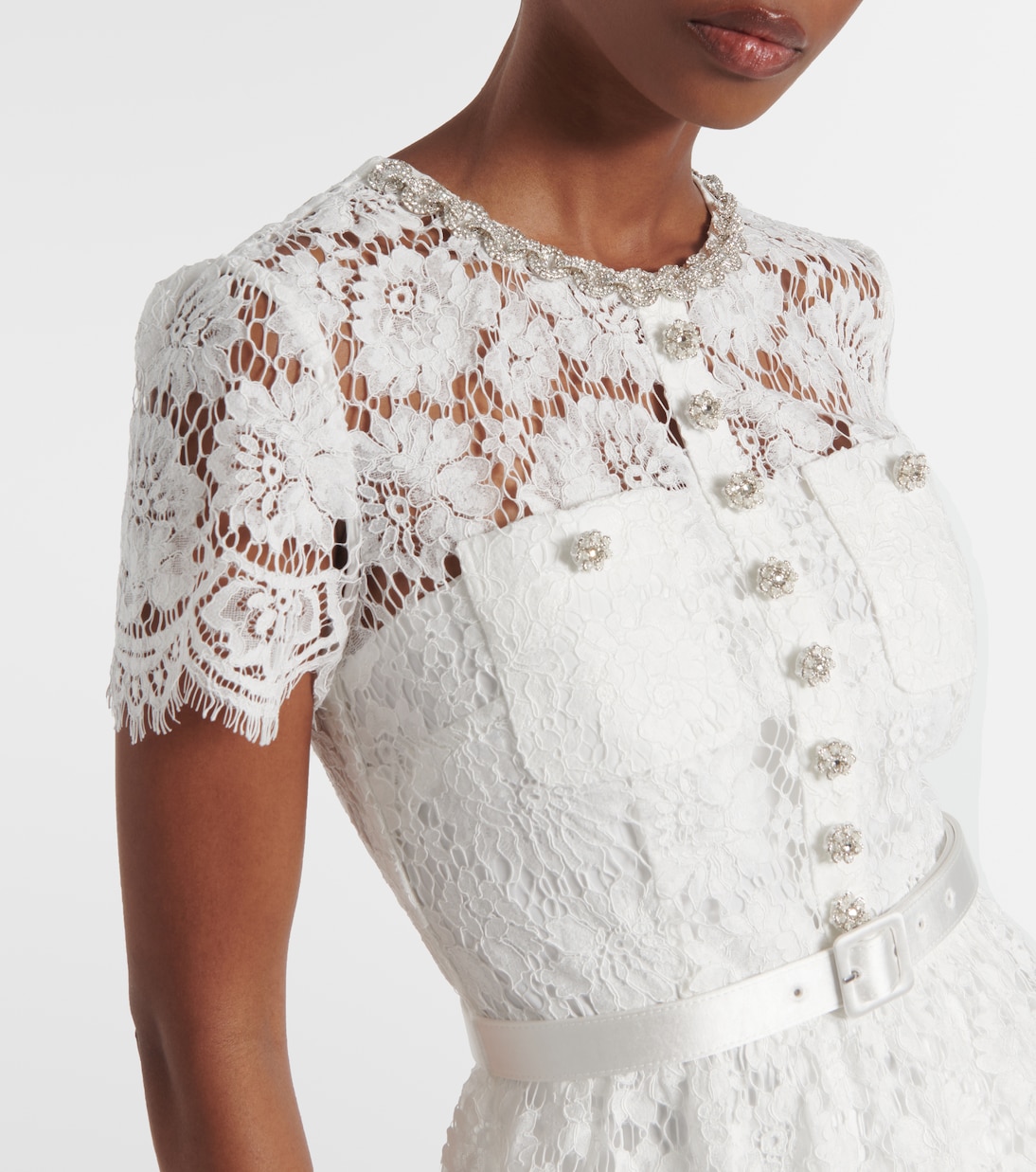 Robe longue de mariée en satin à ornements | Self-Portrait