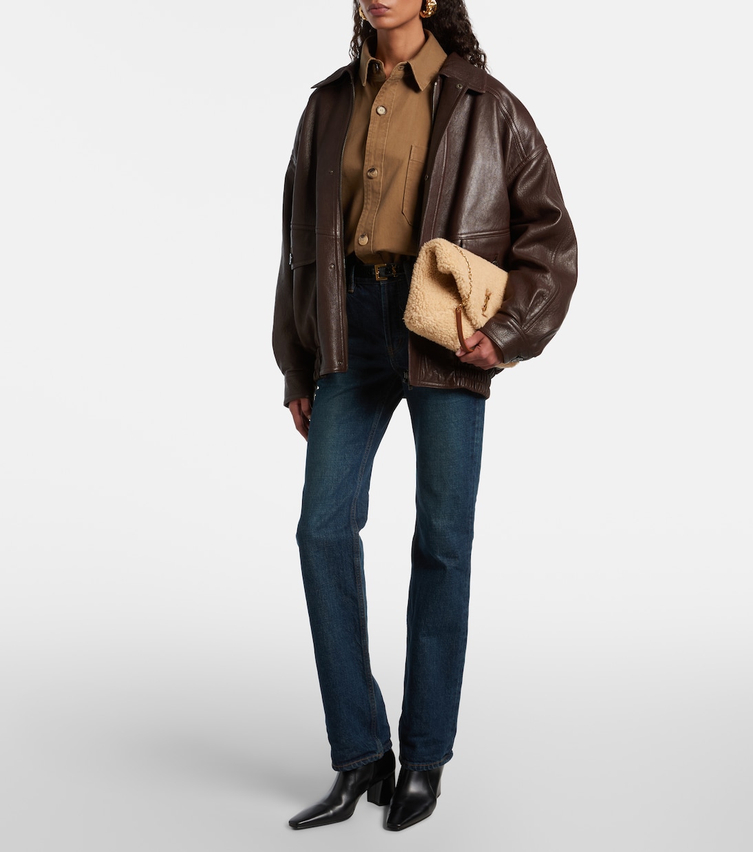 Cassandre Envelope shearling shoulder bag | Saint Laurent