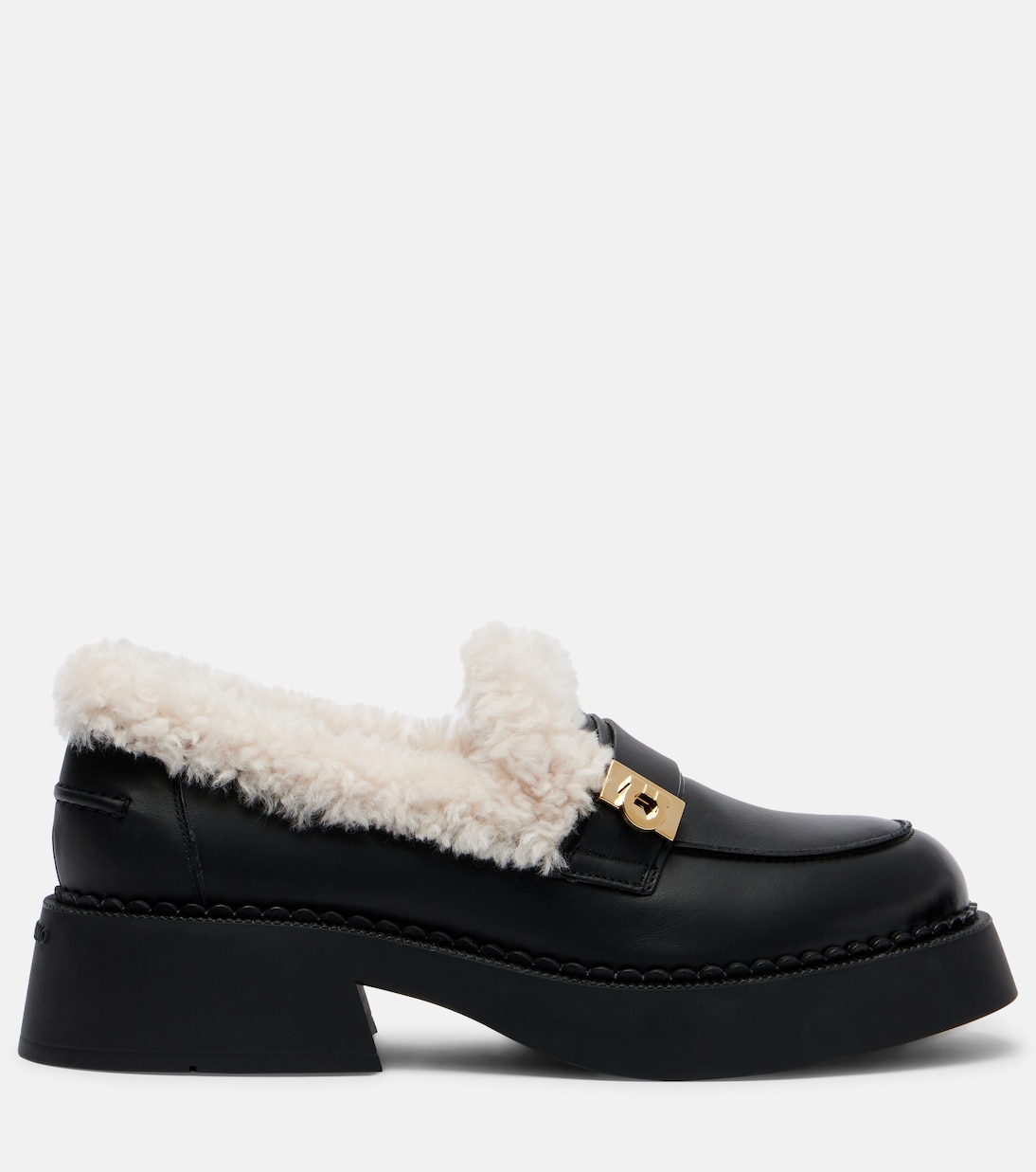 Caminia shearling-trimmed leather loafers | Ferragamo