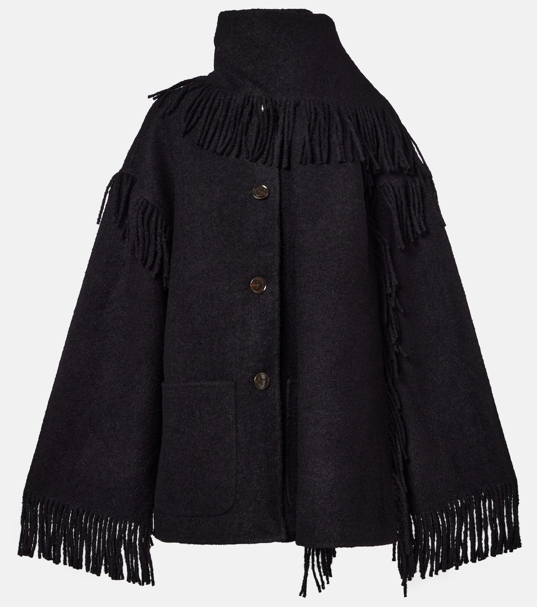 Fringed scarf-detail wool-blend jacket | Toteme