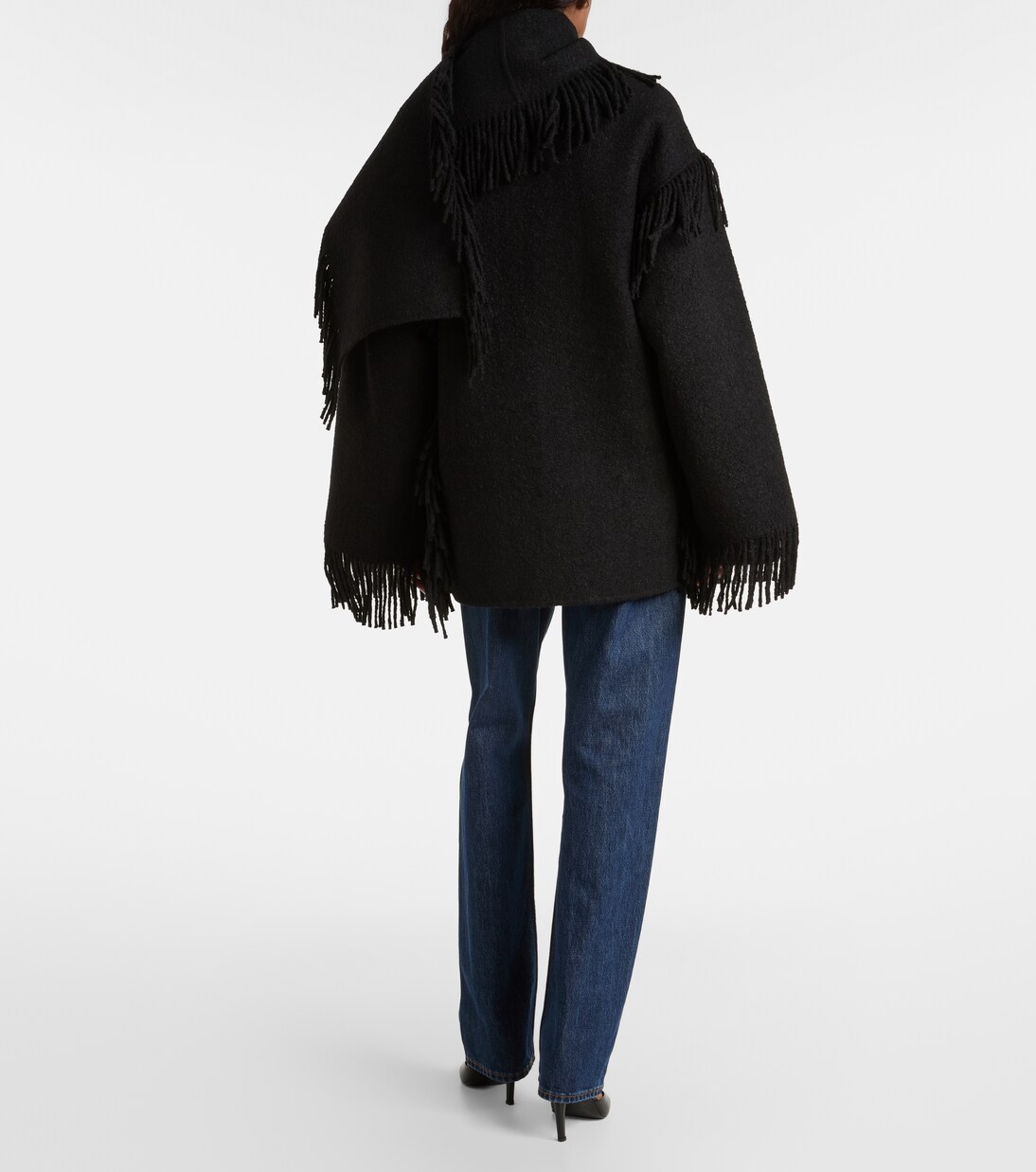 Fringed scarf-detail wool-blend jacket | Toteme