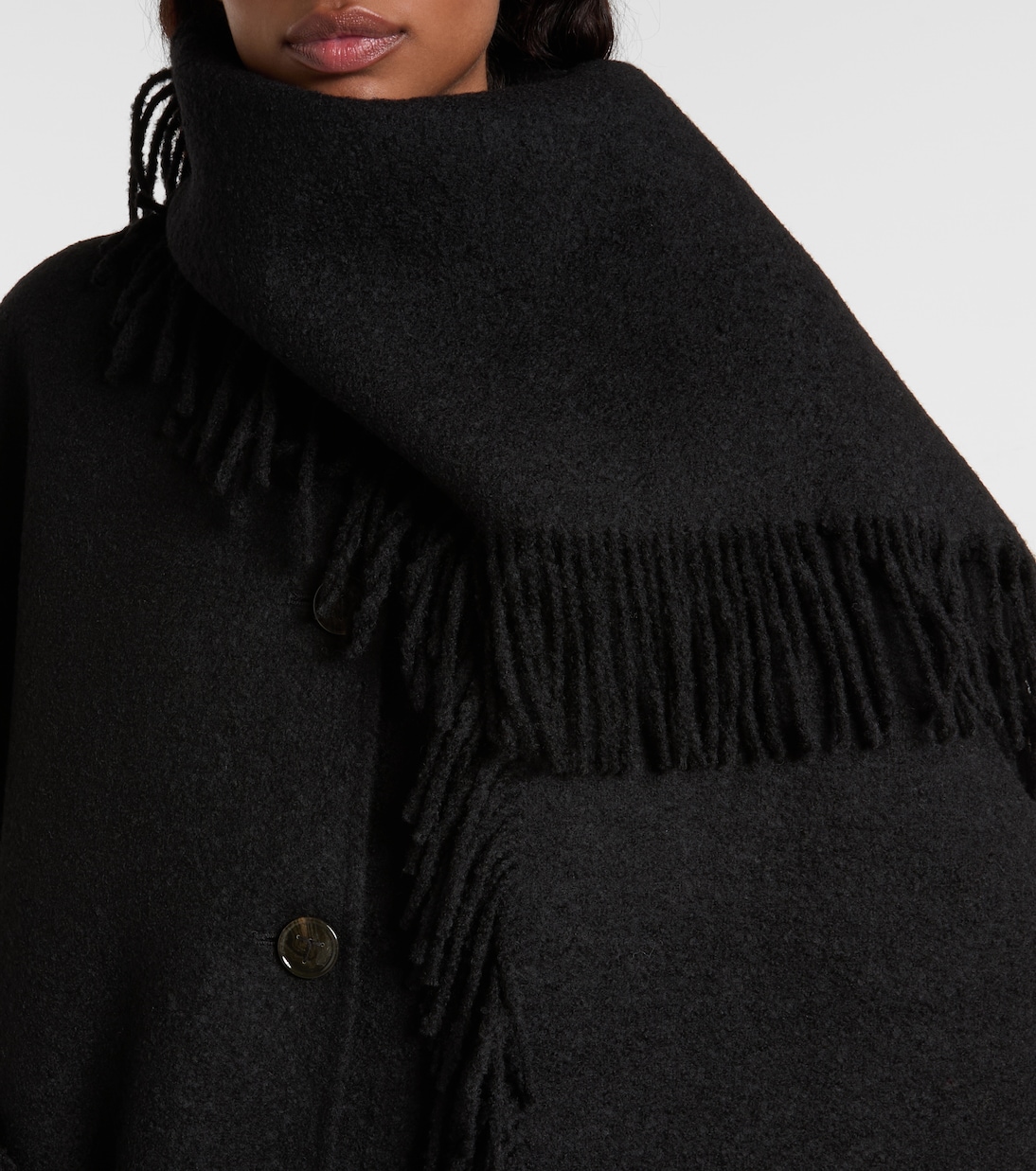 Fringed scarf-detail wool-blend jacket | Toteme