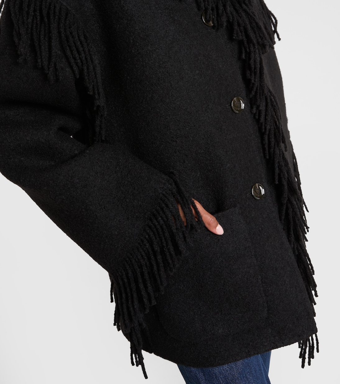 Fringed scarf-detail wool-blend jacket | Toteme