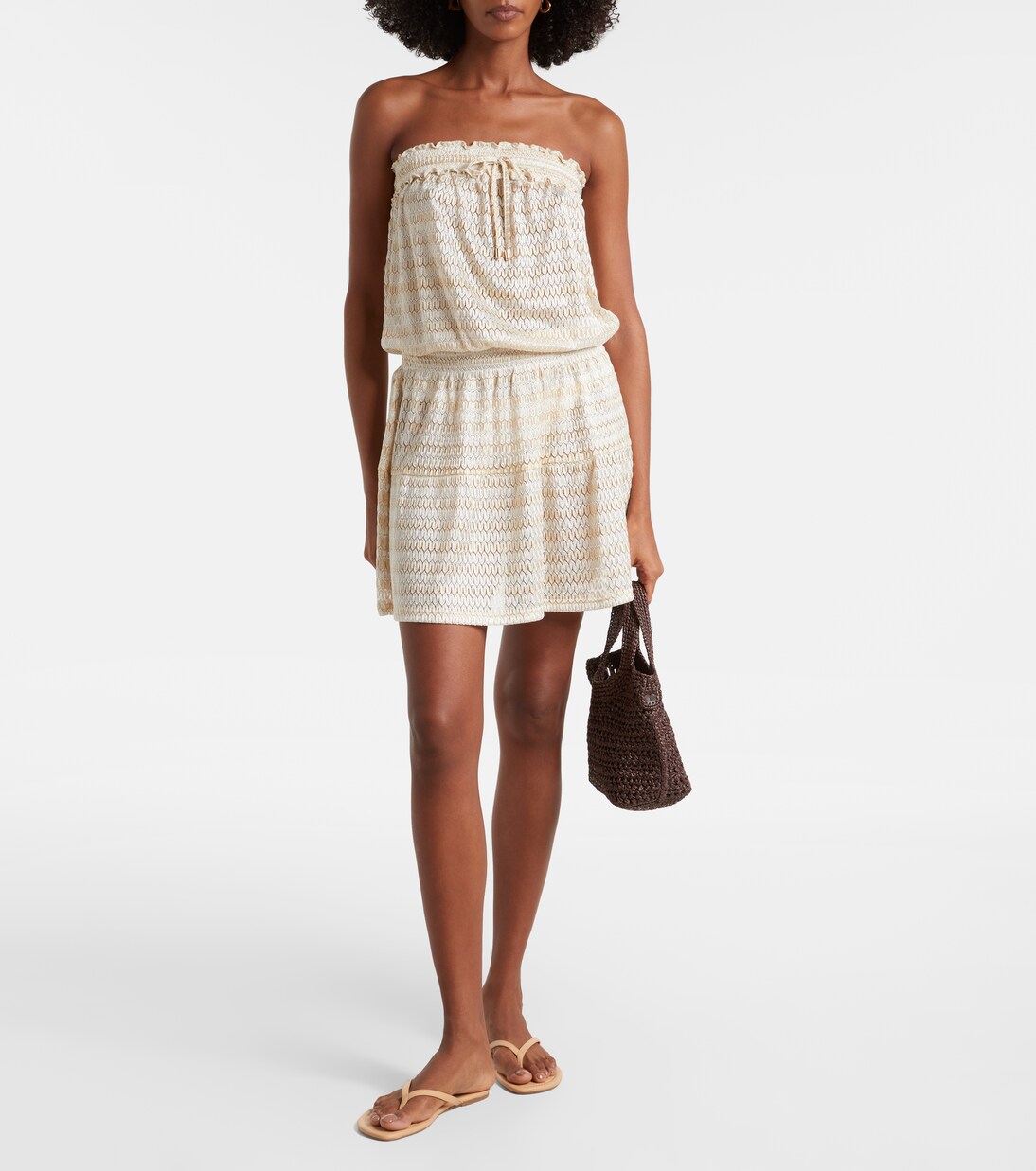 Isla off-shoulder lamé minidress | Melissa Odabash
