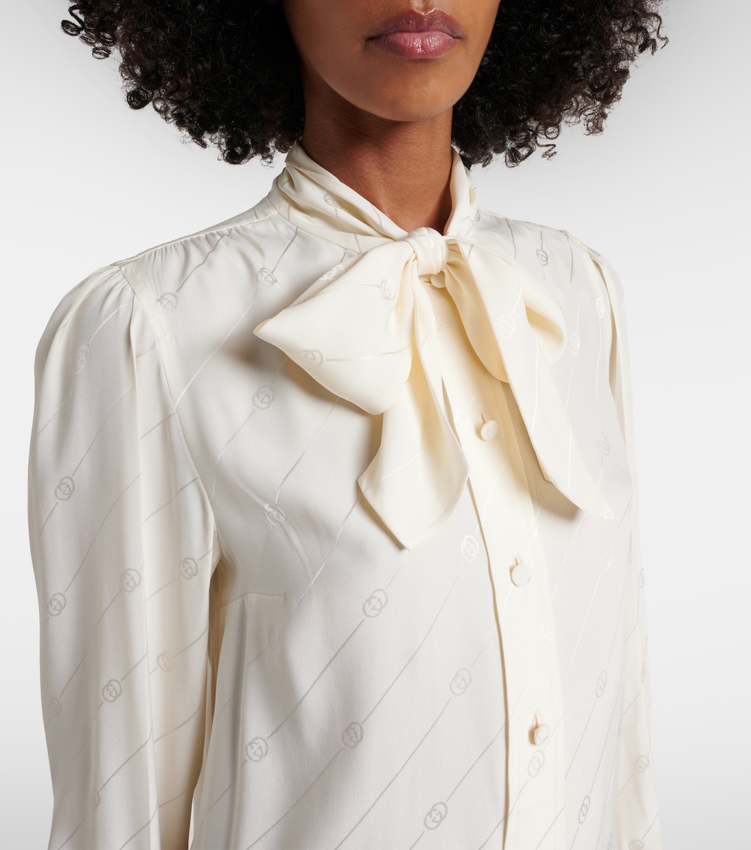 Interlocking G silk crêpe satin blouse | Gucci