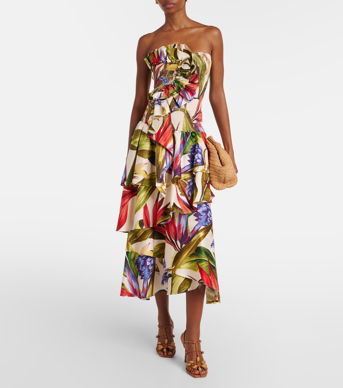 Floral ruffled cotton midi dress | Farm Rio