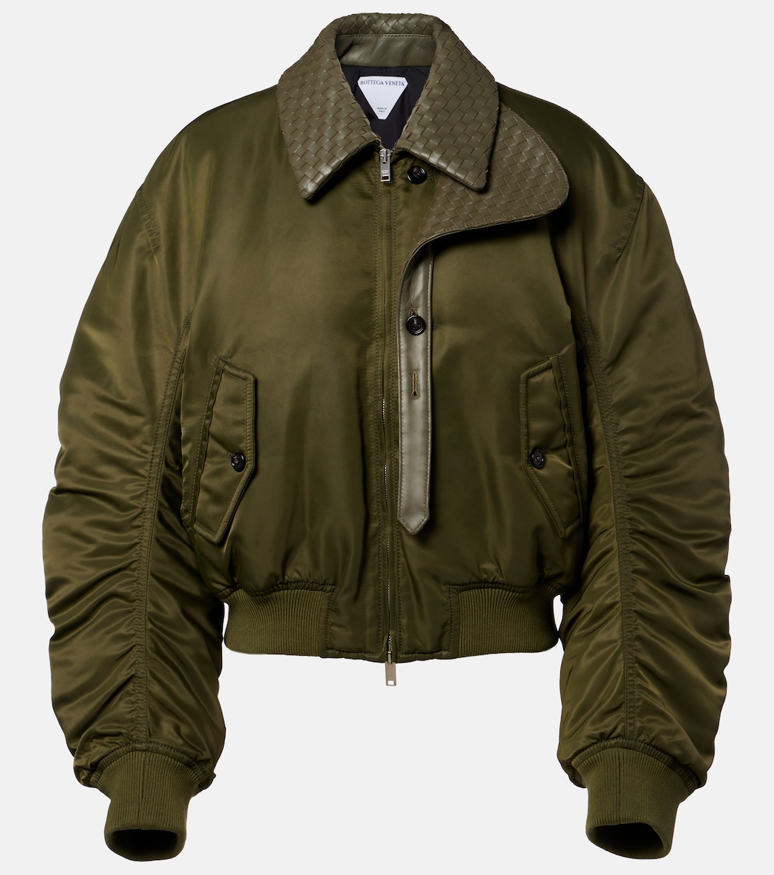 Intrecciato leather-trimmed bomber jacket | Bottega Veneta