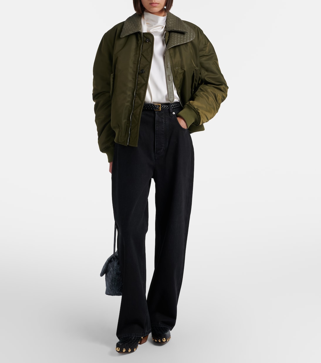 Bomberjacke Intrecciato mit Leder | Bottega Veneta
