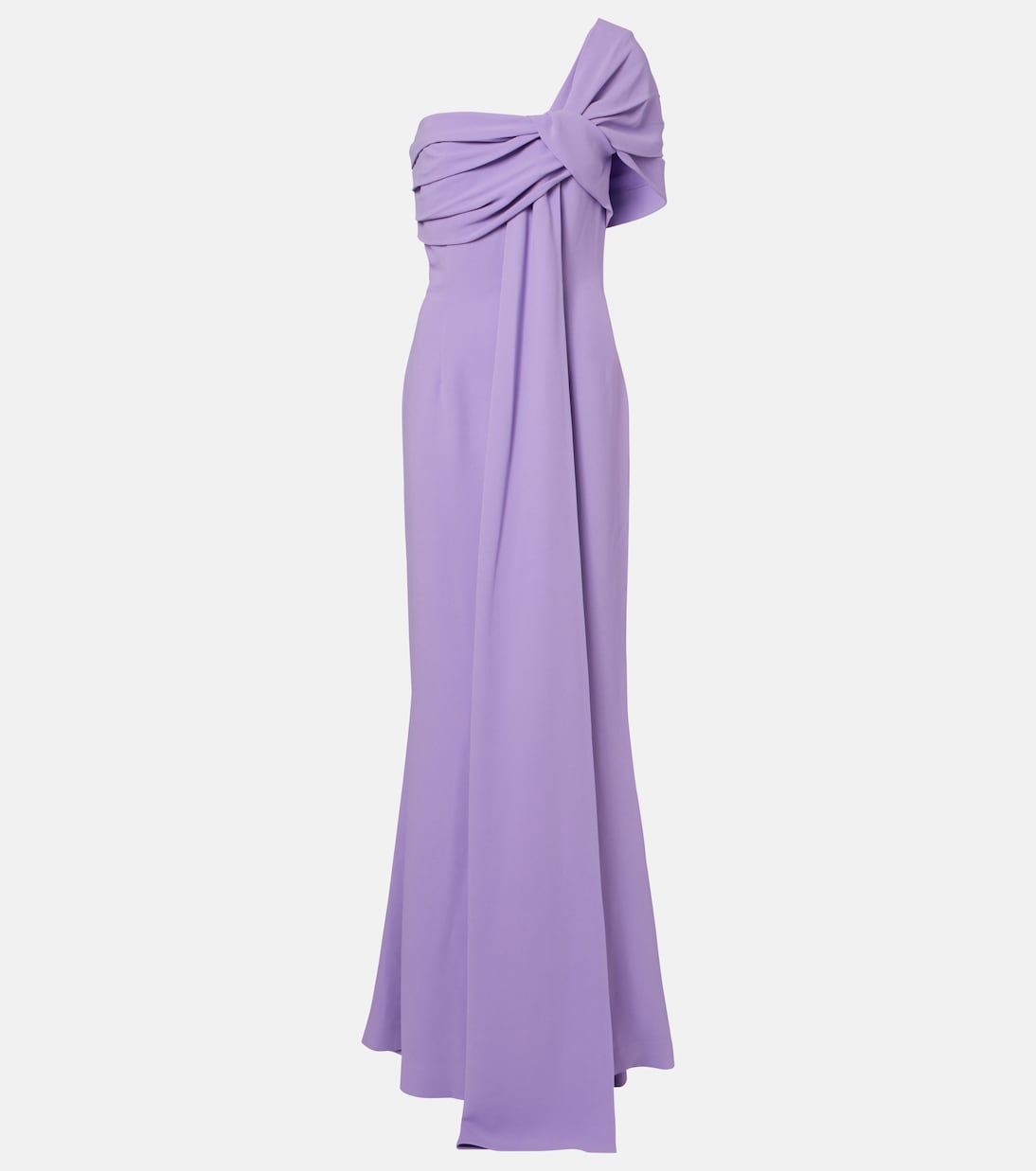 Draped one-shoulder silk-blend cady gown | Elie Saab