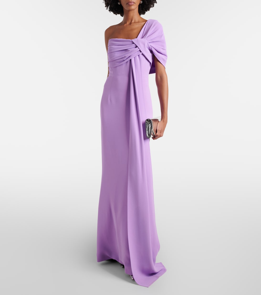 Draped one-shoulder silk-blend cady gown | Elie Saab