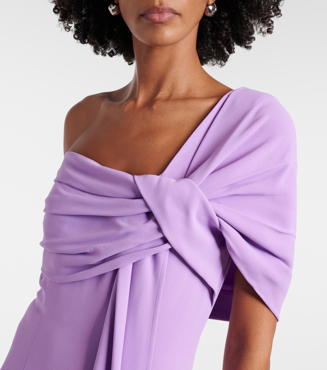Draped one-shoulder silk-blend cady gown | Elie Saab
