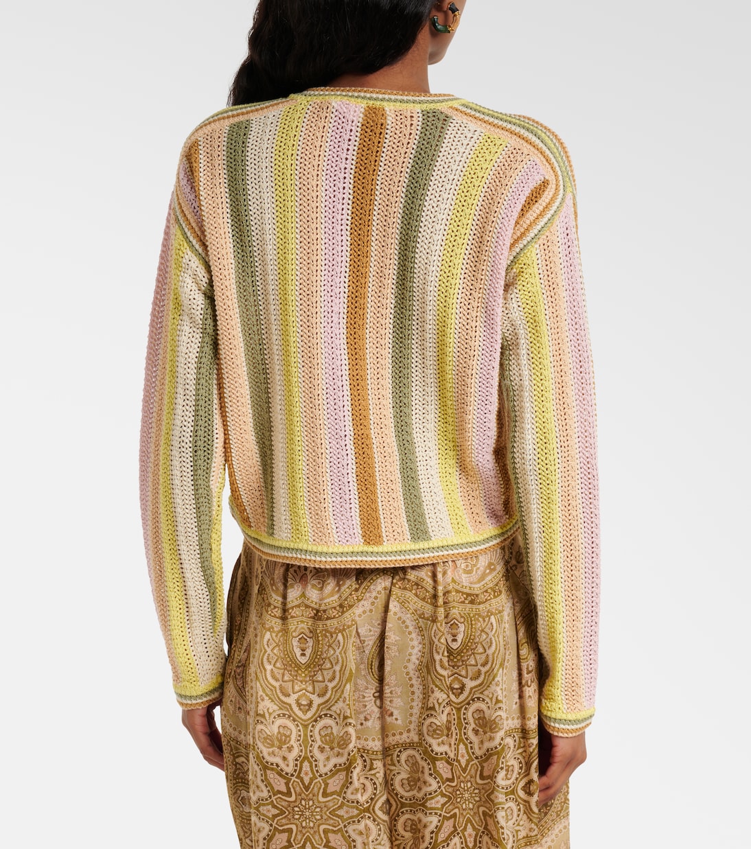 Indra striped crochet cotton cardigan | Zimmermann