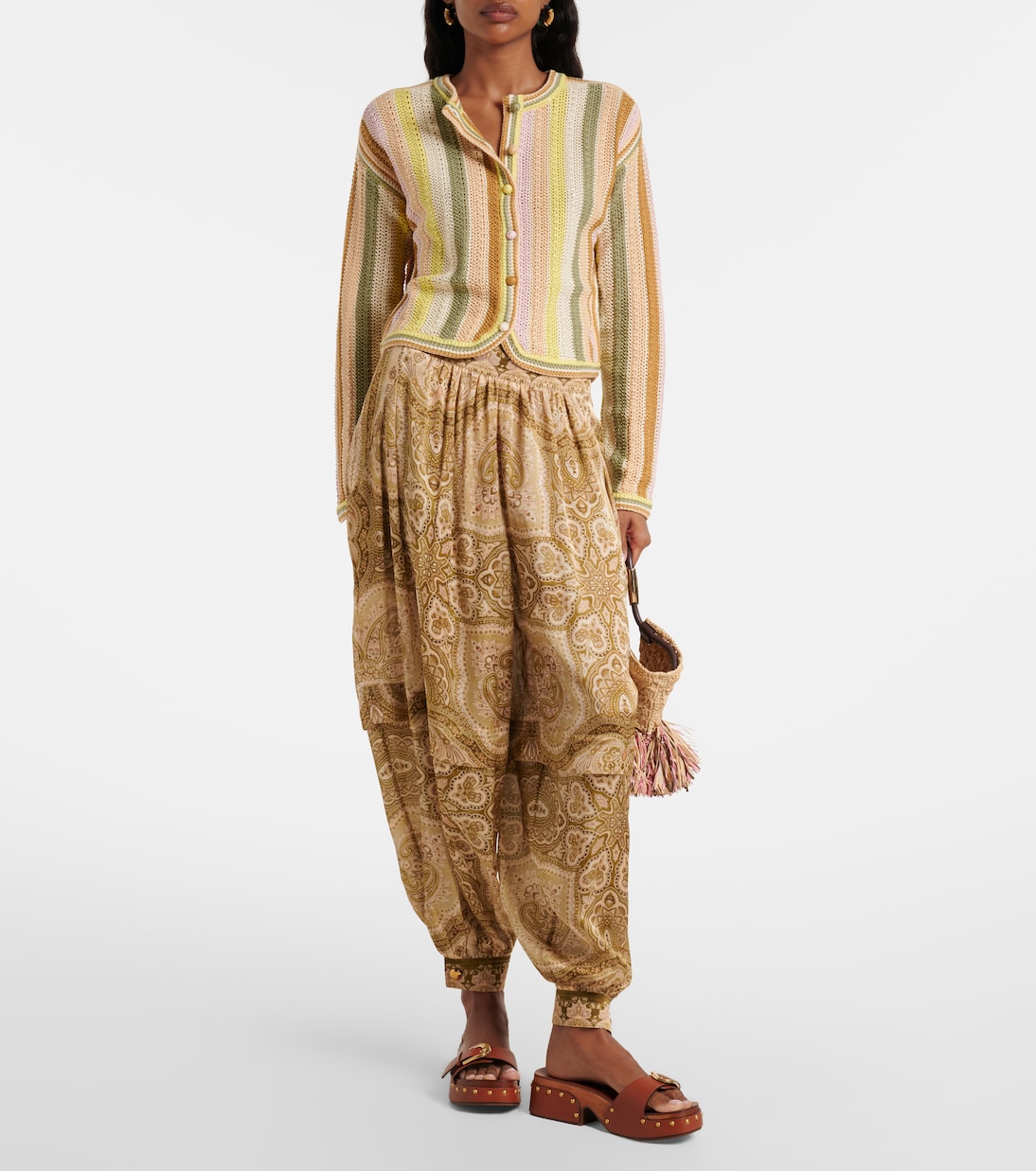 Indra striped crochet cotton cardigan | Zimmermann