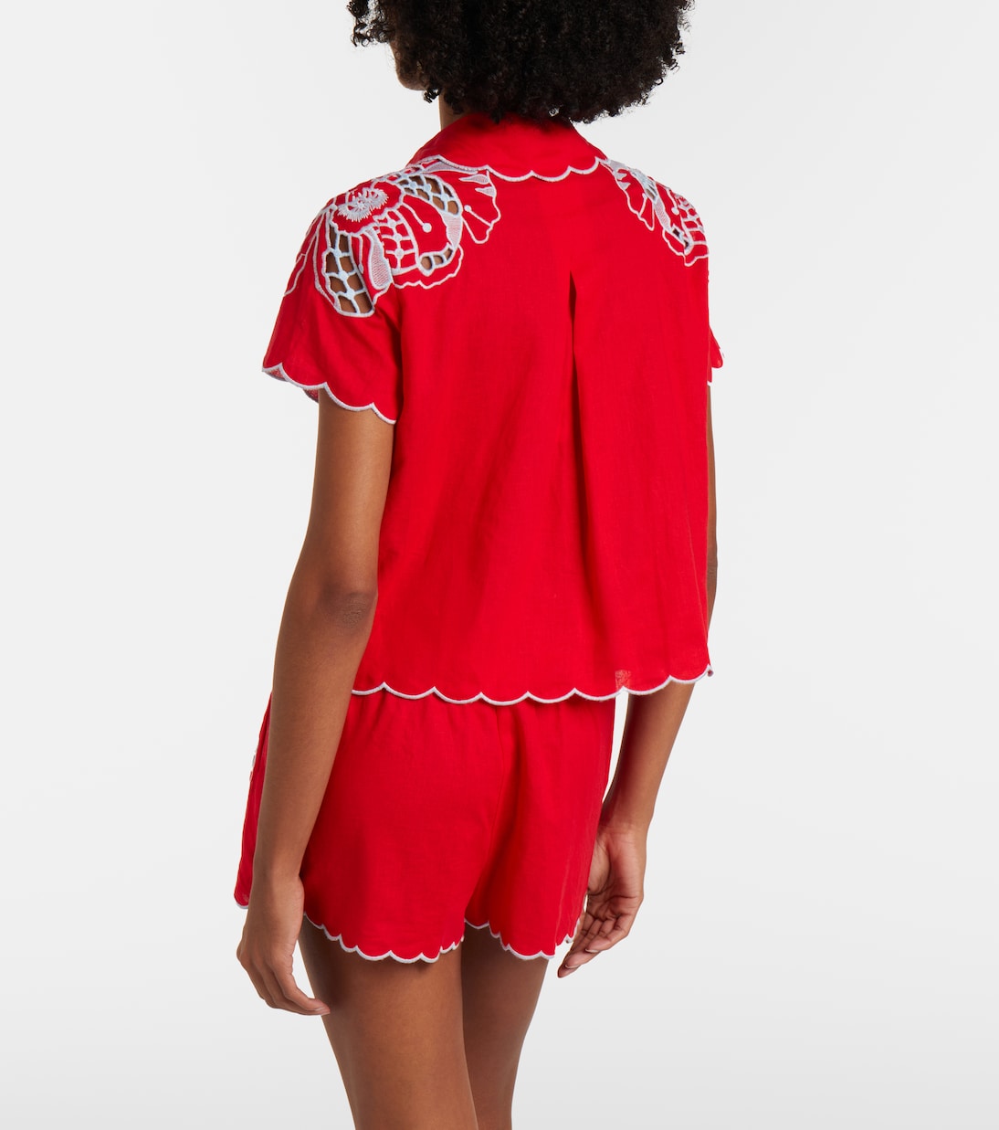 Poppy Flowers scalloped linen-blend shirt | Farm Rio