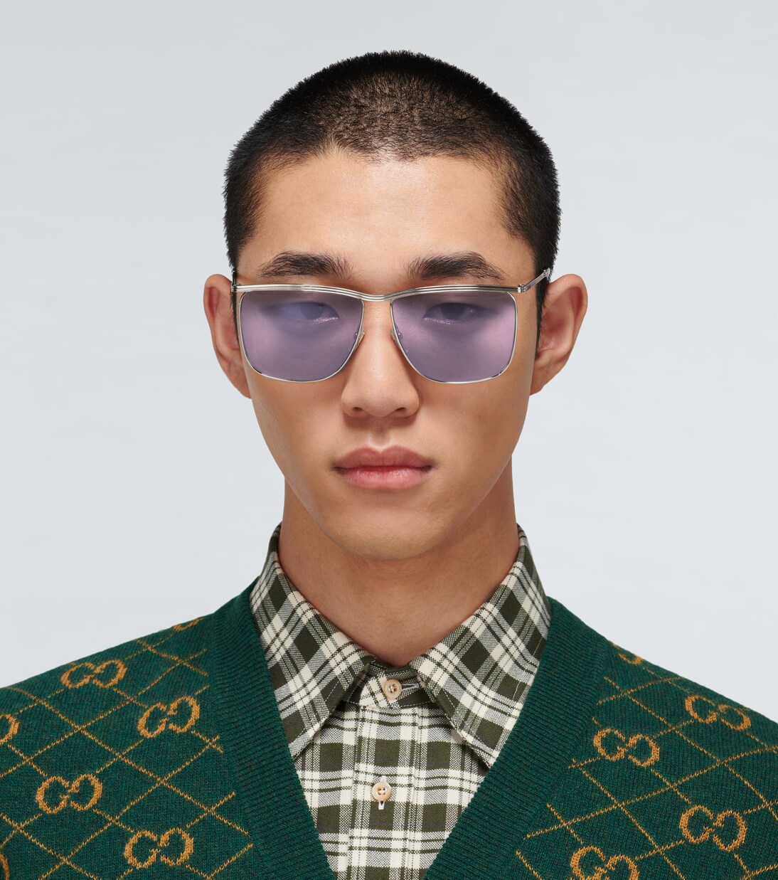 Square-frame metal sunglasses | Gucci
