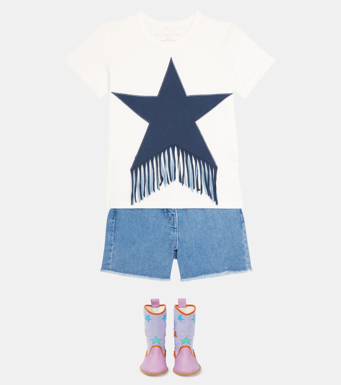 Fringe-trimmed embroidered cotton T-shirt | Stella McCartney Kids