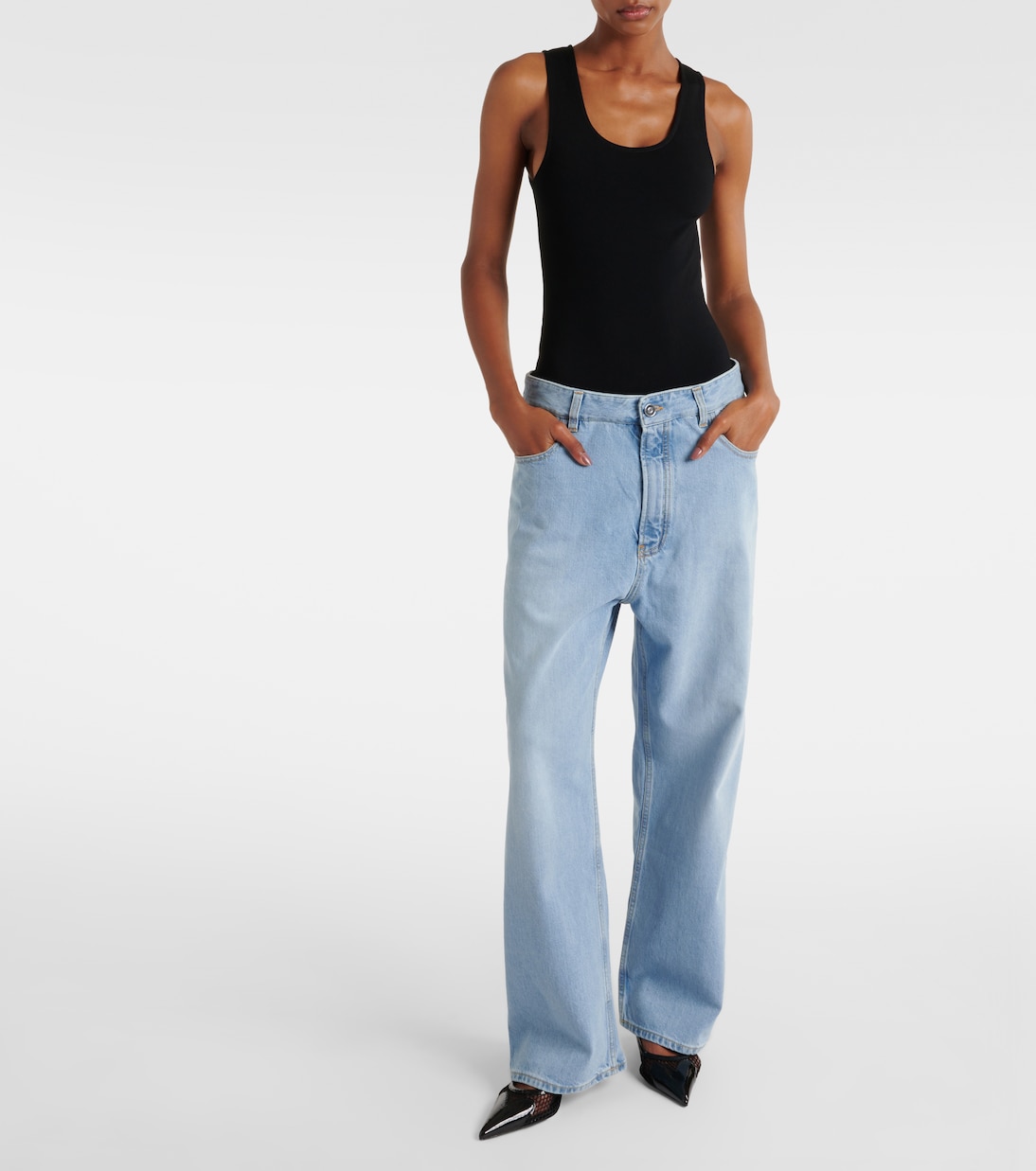 Slingback-Pumps aus Lackleder und Mesh | Alaïa