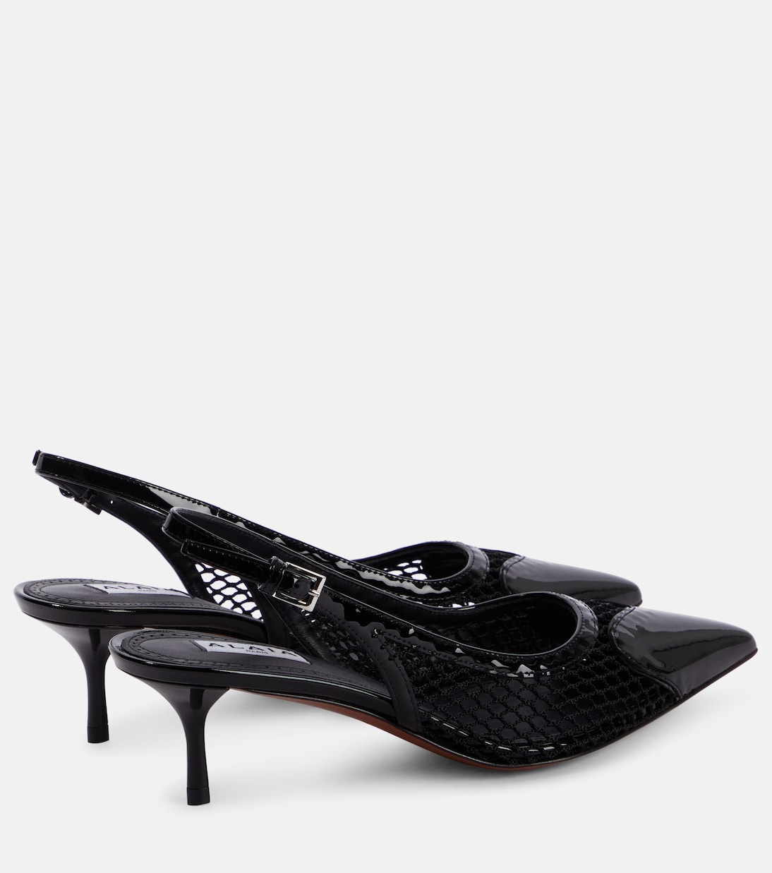 Slingback-Pumps aus Lackleder und Mesh | Alaïa