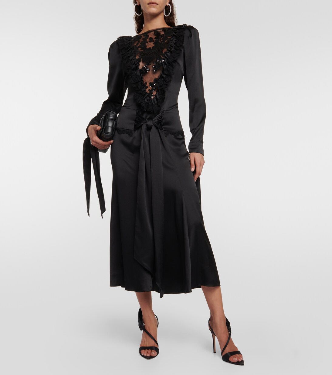 Robe midi en soie à ornements | Rodarte