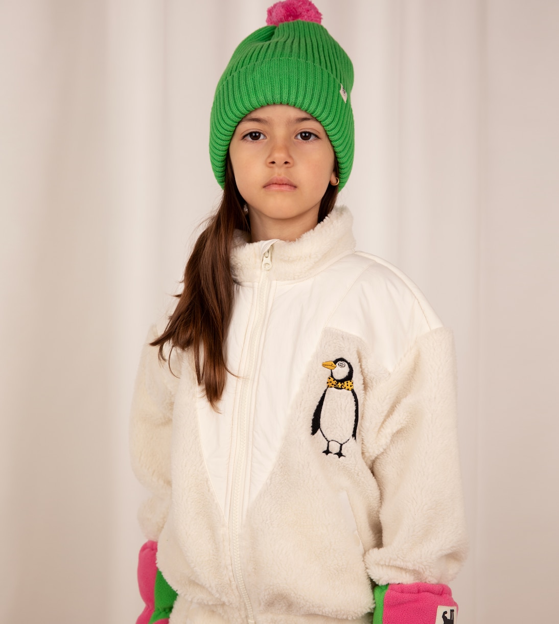 Pom pom rib-knitted cotton beanie | Mini Rodini