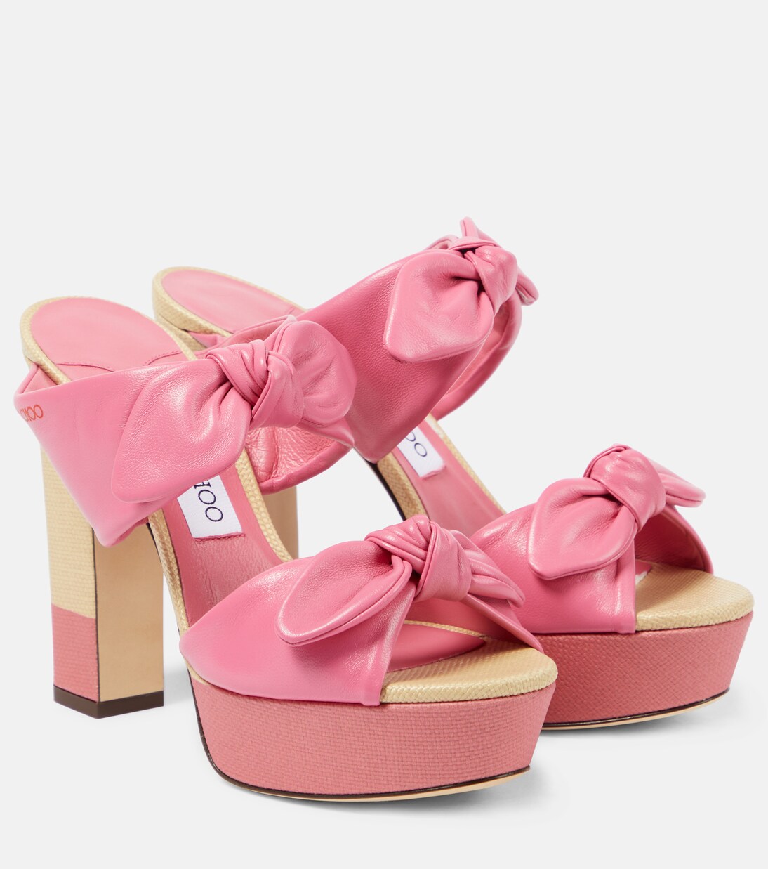 Plateausandalen Rua 120 aus Leder und Raffiabast | Jimmy Choo