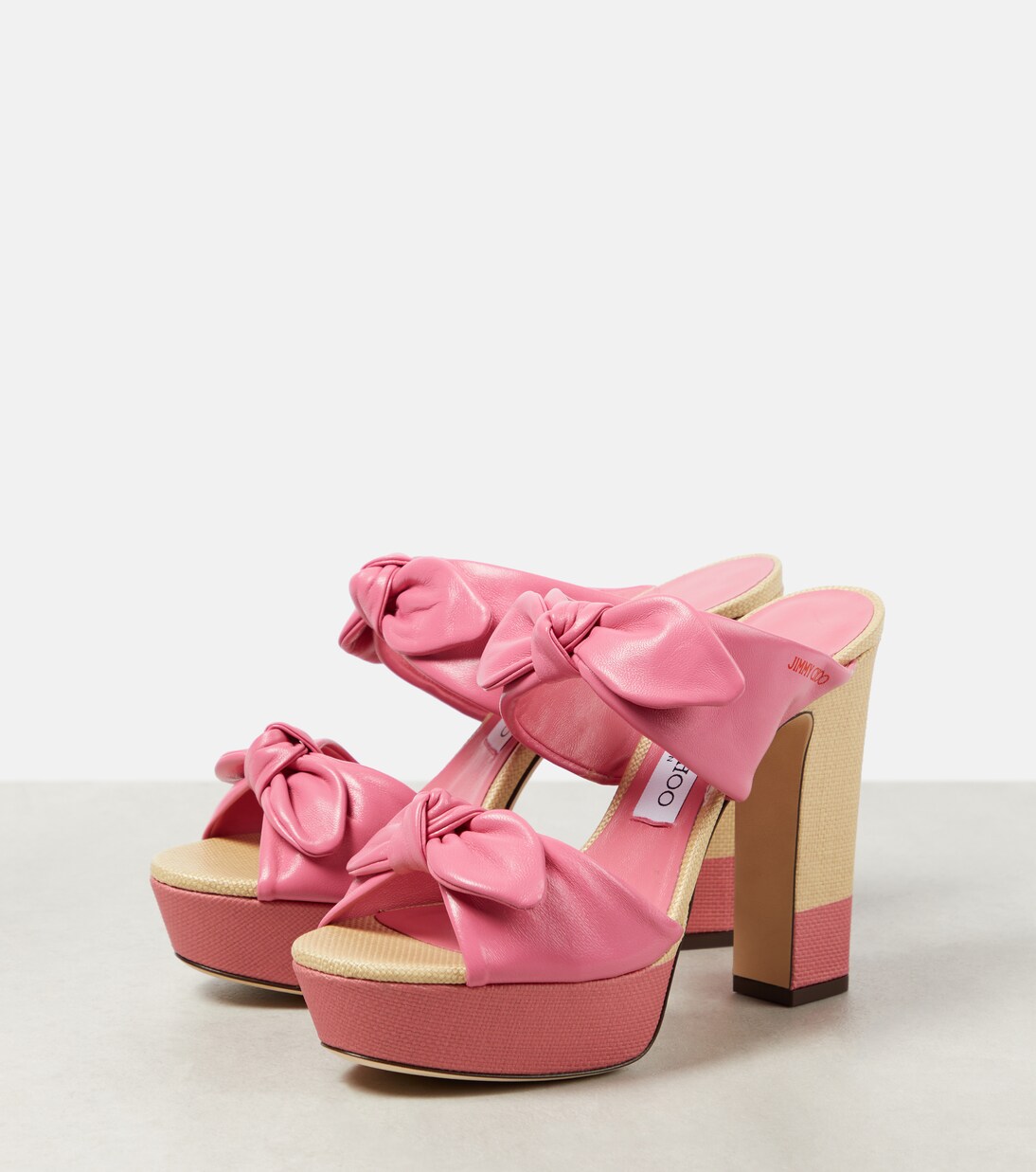 Plateausandalen Rua 120 aus Leder und Raffiabast | Jimmy Choo