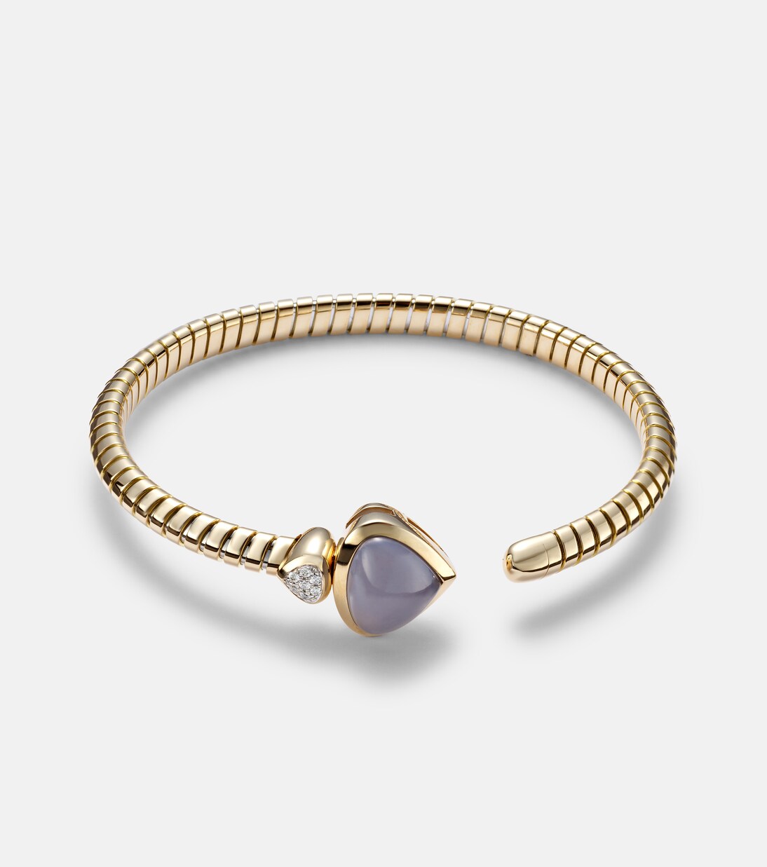 Trisolina Bypass 18kt gold cuff bracelet with chalcedony and diamonds | Marina B