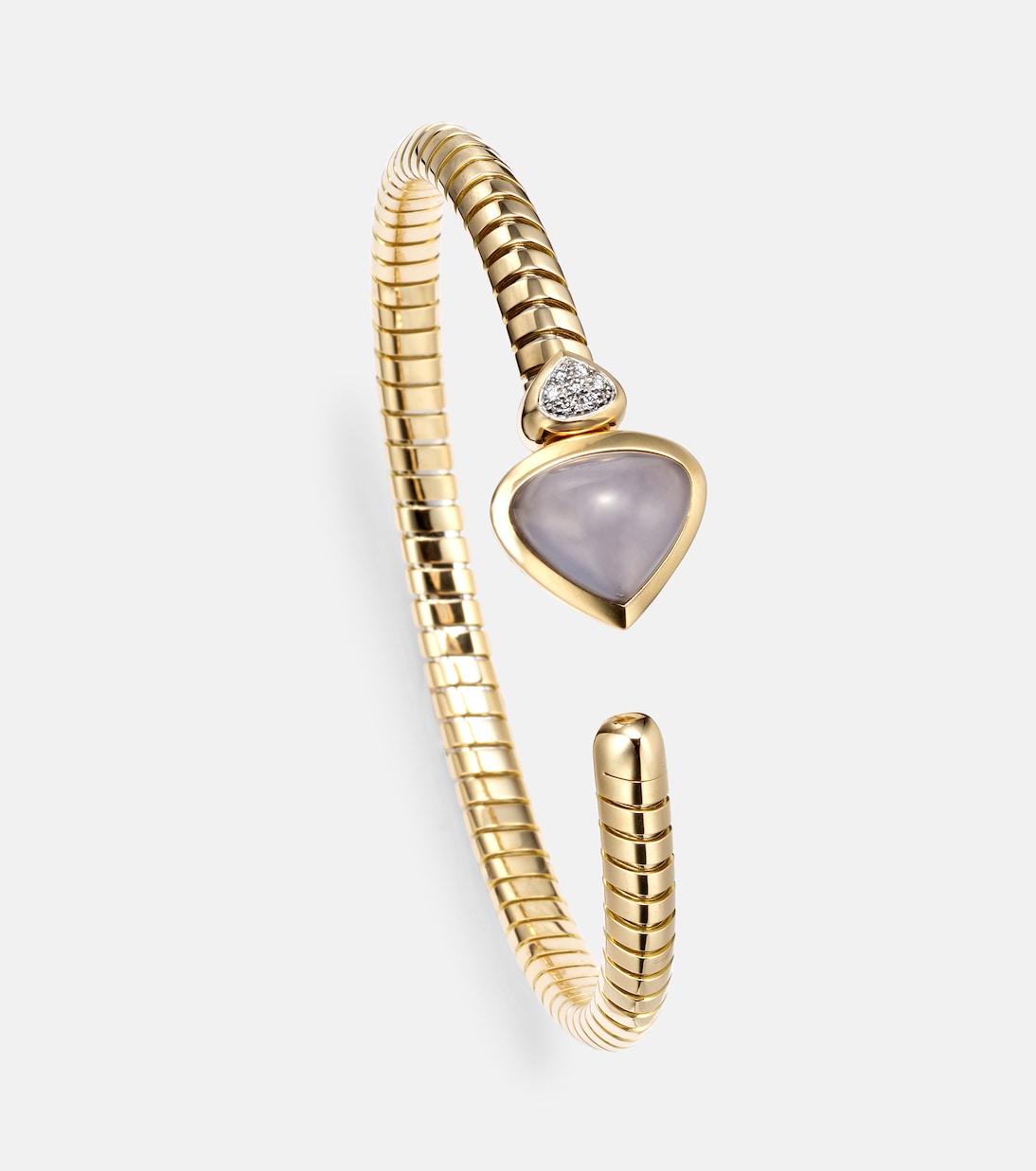 Trisolina Bypass 18kt gold cuff bracelet with chalcedony and diamonds | Marina B