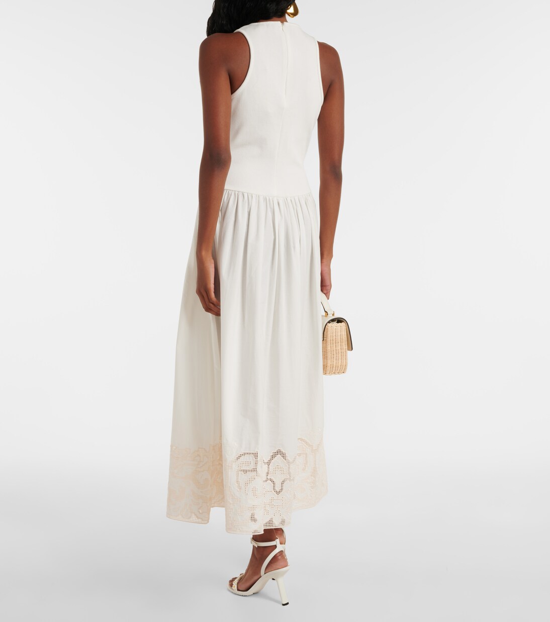 Robe midi Pegasus brodée en coton | Alémais