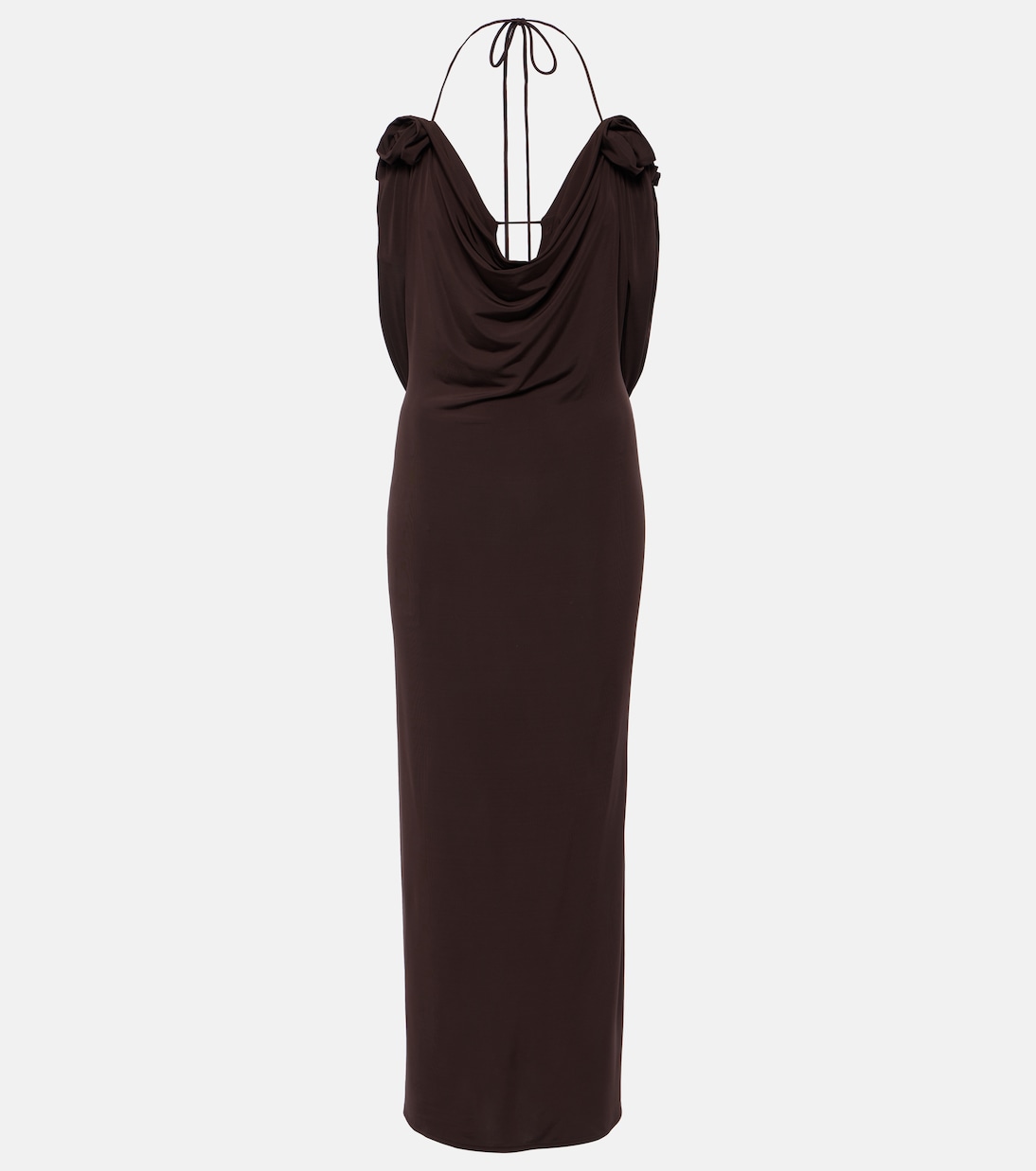 Floral-appliqué draped midi dress | Magda Butrym