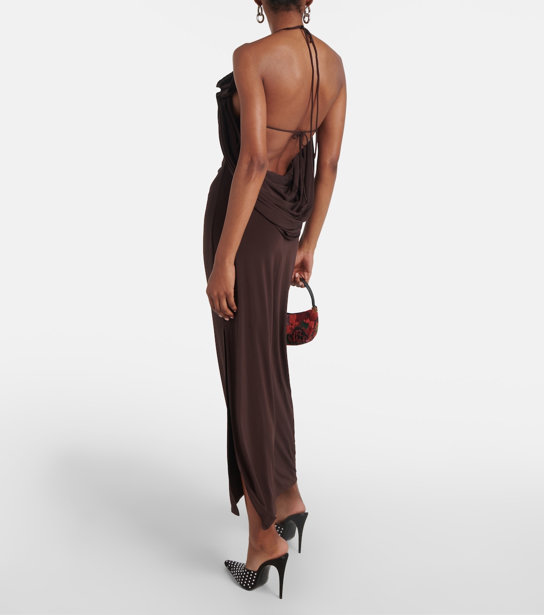 Floral-appliqué draped midi dress | Magda Butrym