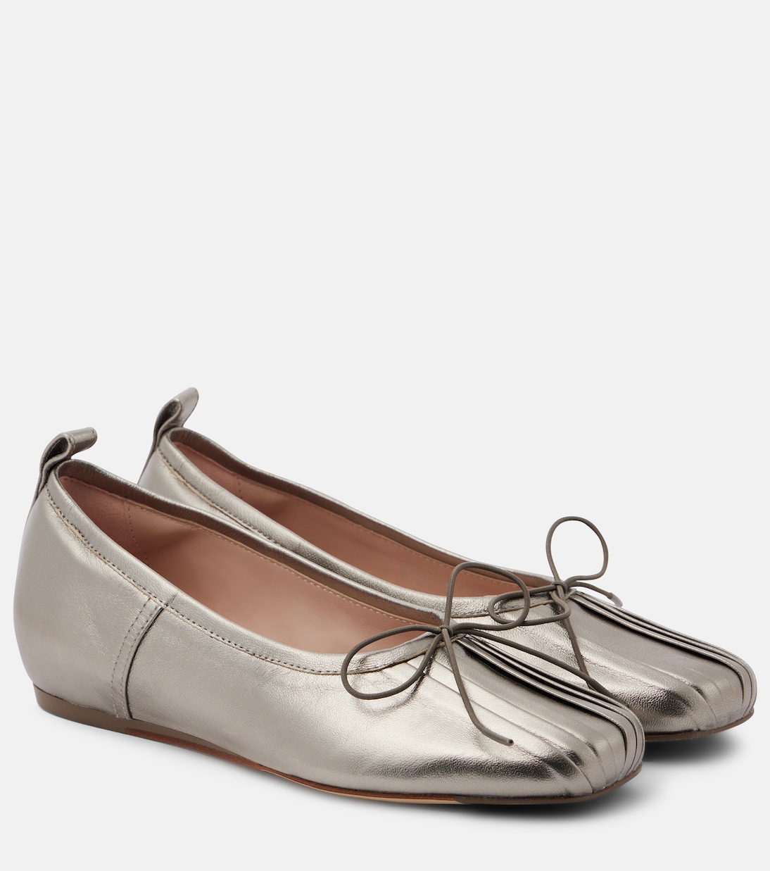 Classic pleated metallic leather ballet flats | Simone Rocha