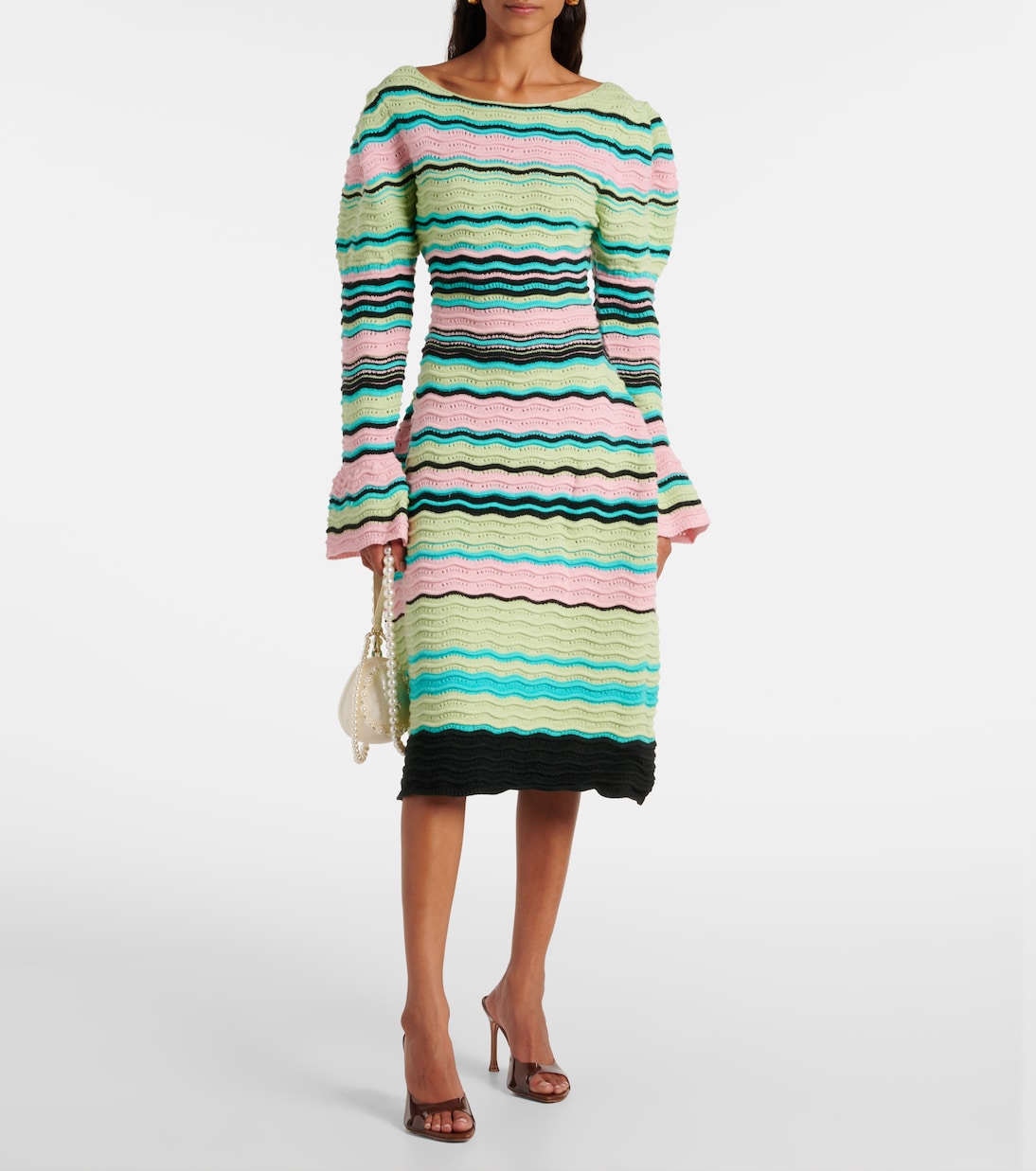 Robe midi à manches bouffantes | Susan Fang