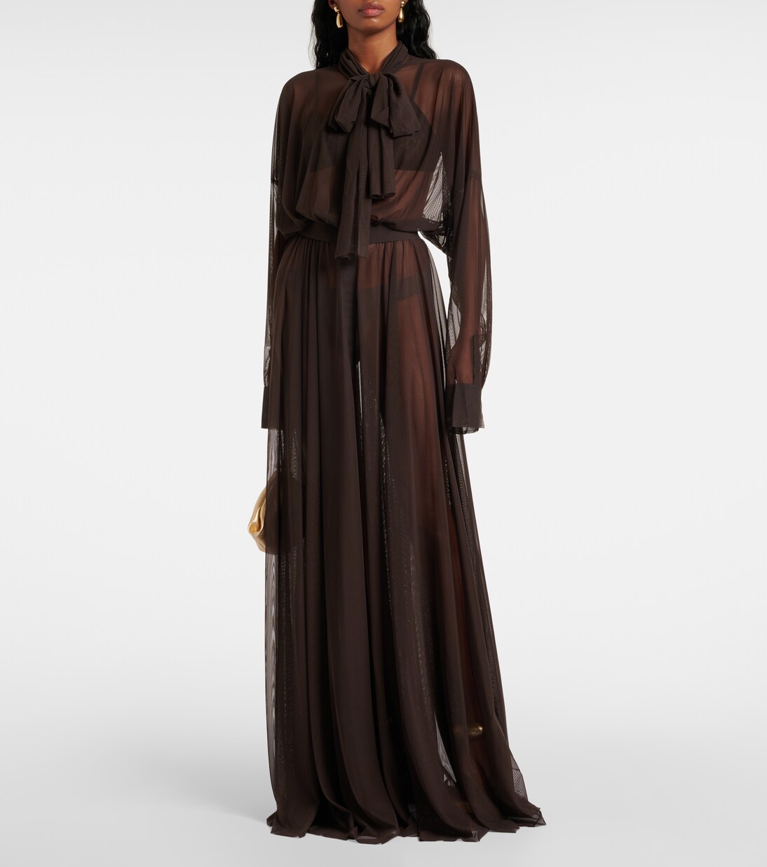 Balloon-sleeve mesh shirt dress | Norma Kamali
