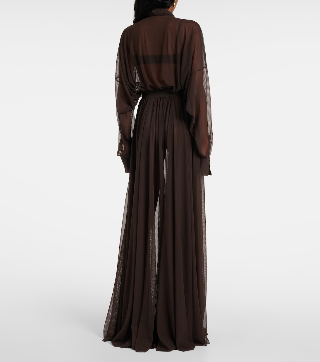 Balloon-sleeve mesh shirt dress | Norma Kamali