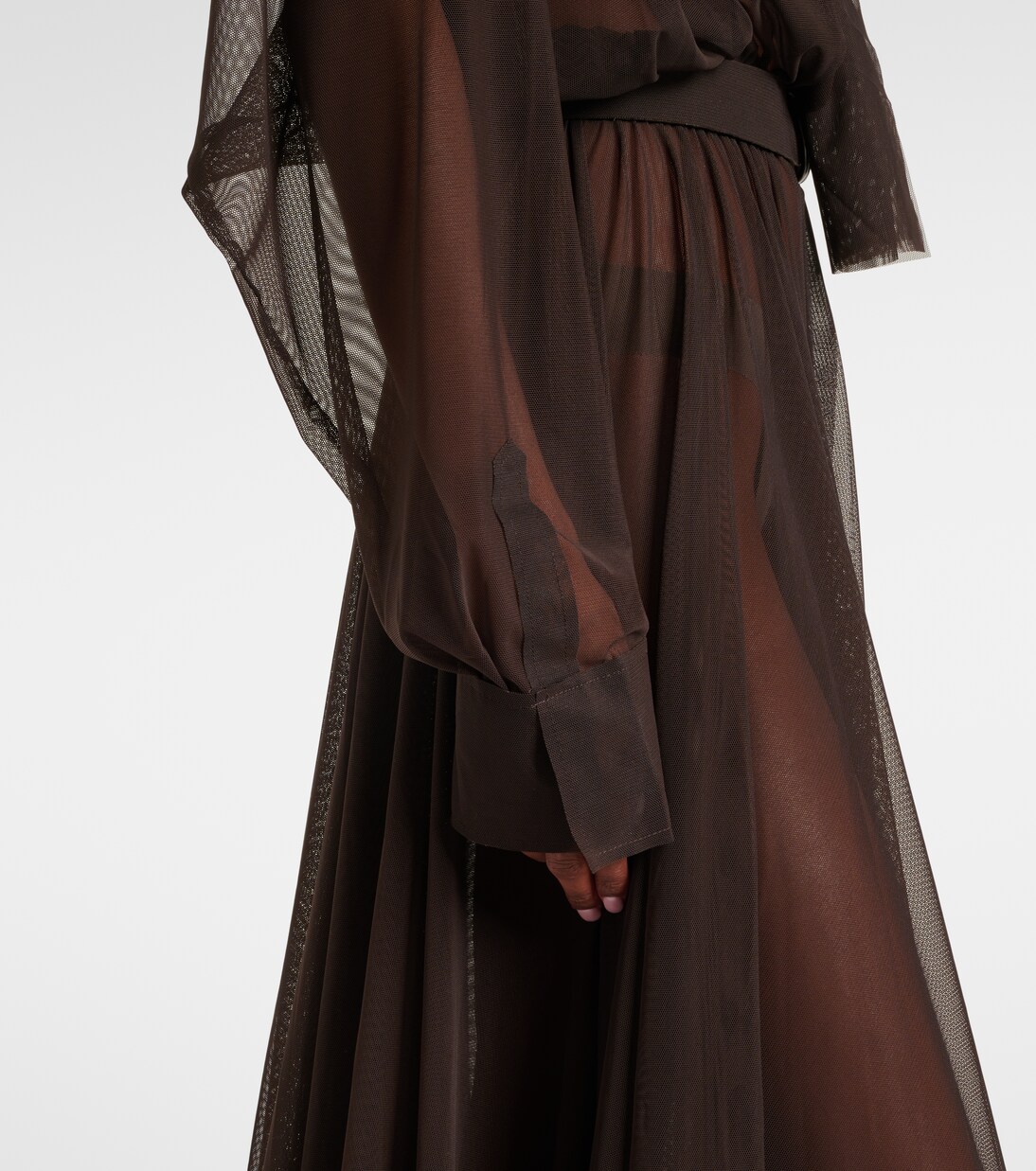 Balloon-sleeve mesh shirt dress | Norma Kamali