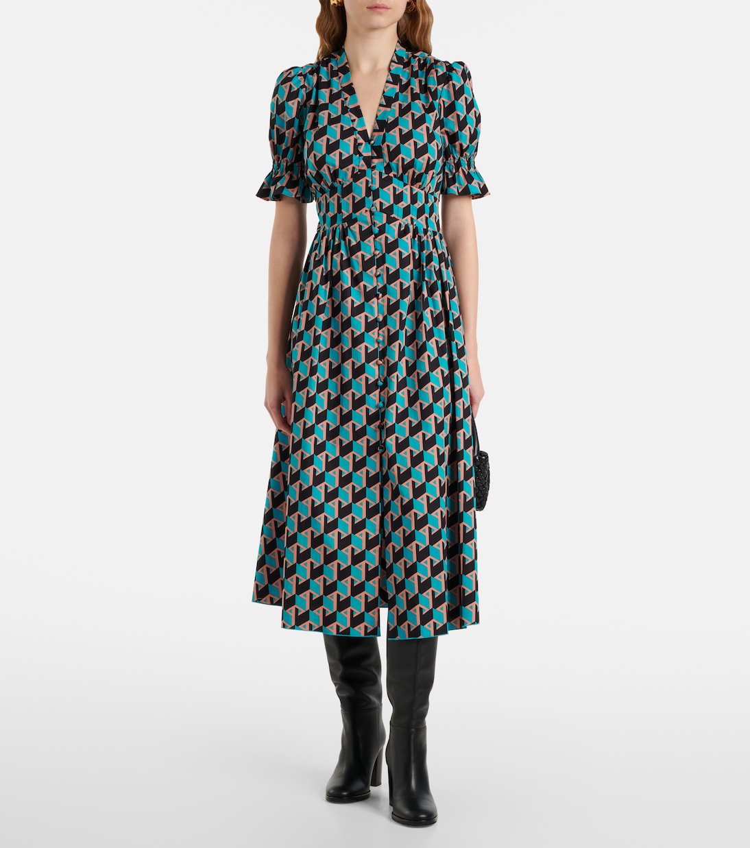 Abito midi Erica in cotone con stampa | Diane von Furstenberg