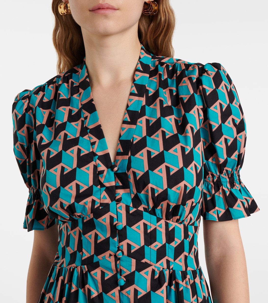 Abito midi Erica in cotone con stampa | Diane von Furstenberg