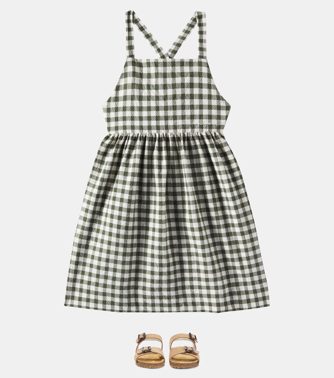 Checked cotton-blend seersucker dress | Il Gufo
