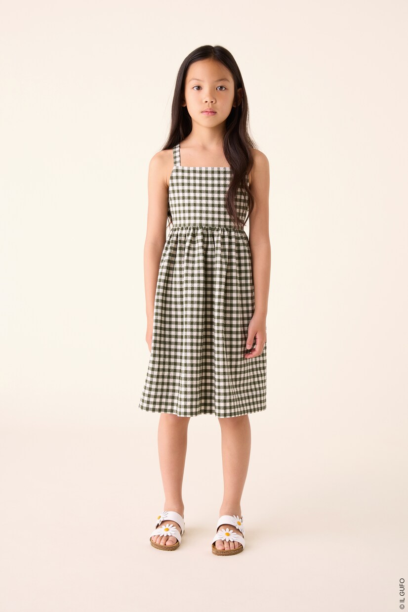 Checked cotton-blend seersucker dress | Il Gufo
