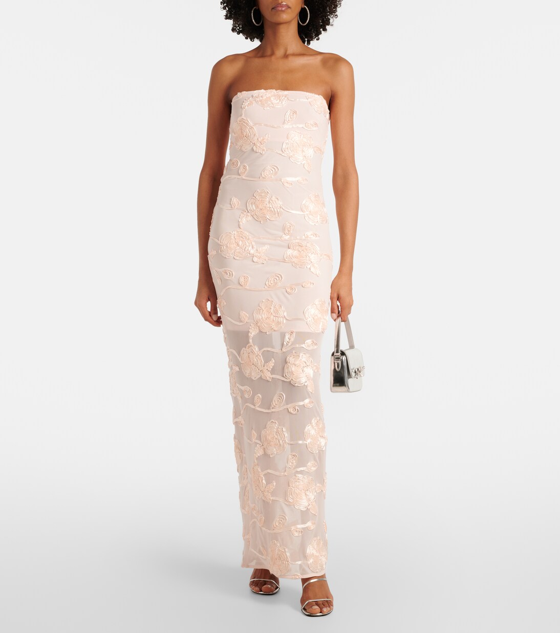 Robe longue brodée en résille | Rotate