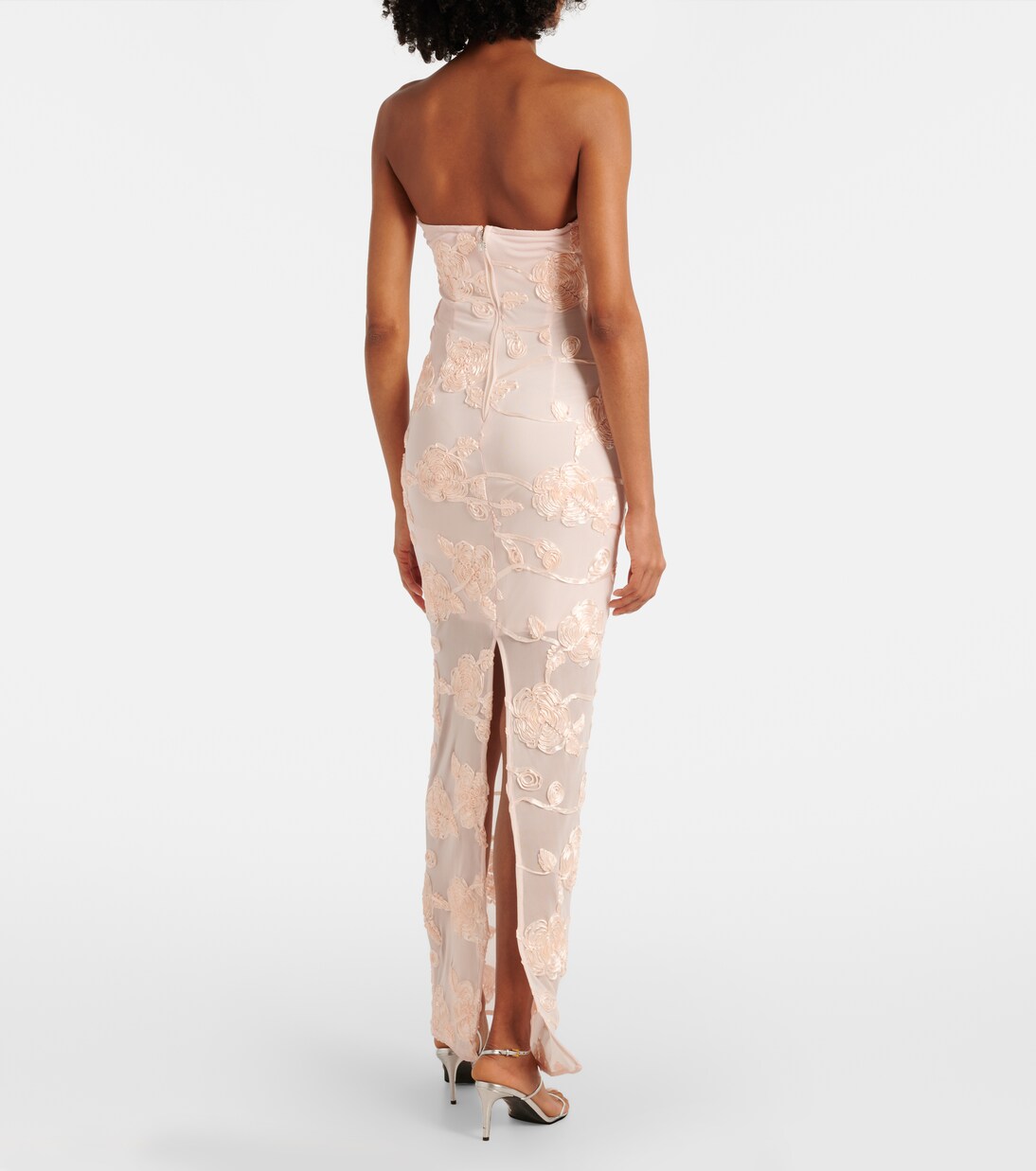 Robe longue brodée en résille | Rotate