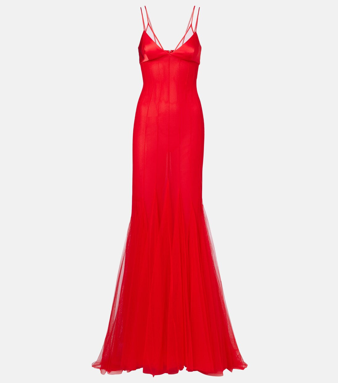 Robe longue en satin et tulle | David Koma