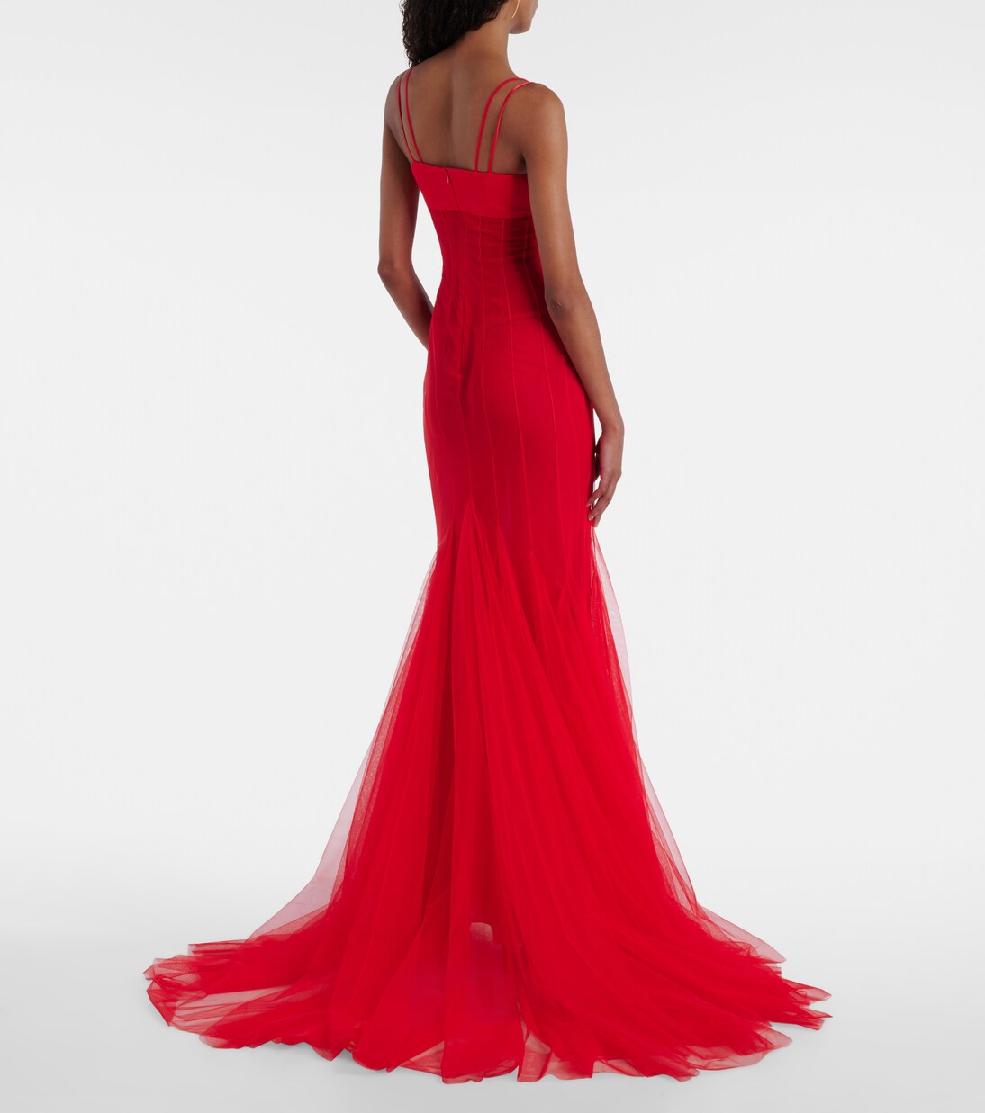 Robe longue en satin et tulle | David Koma