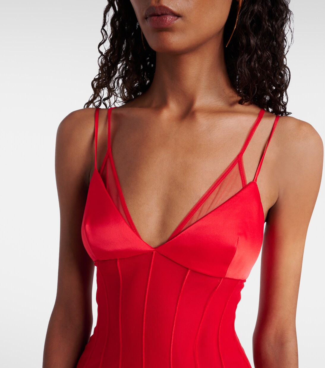 Robe longue en satin et tulle | David Koma